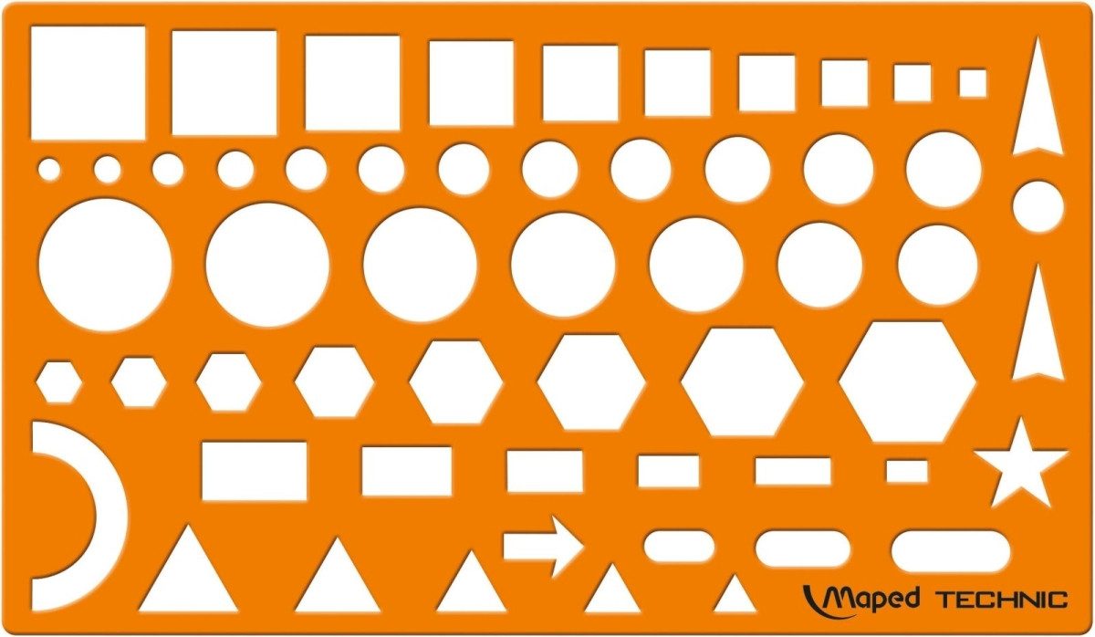 MAPED Zeichenschablone Schablone Nomogramm orange-transparent