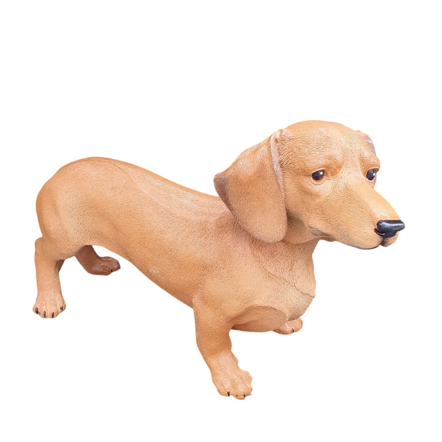 Aspinaworld Gartenfigur Gartenfigur stehende brauner Dackel Figur 30 cm