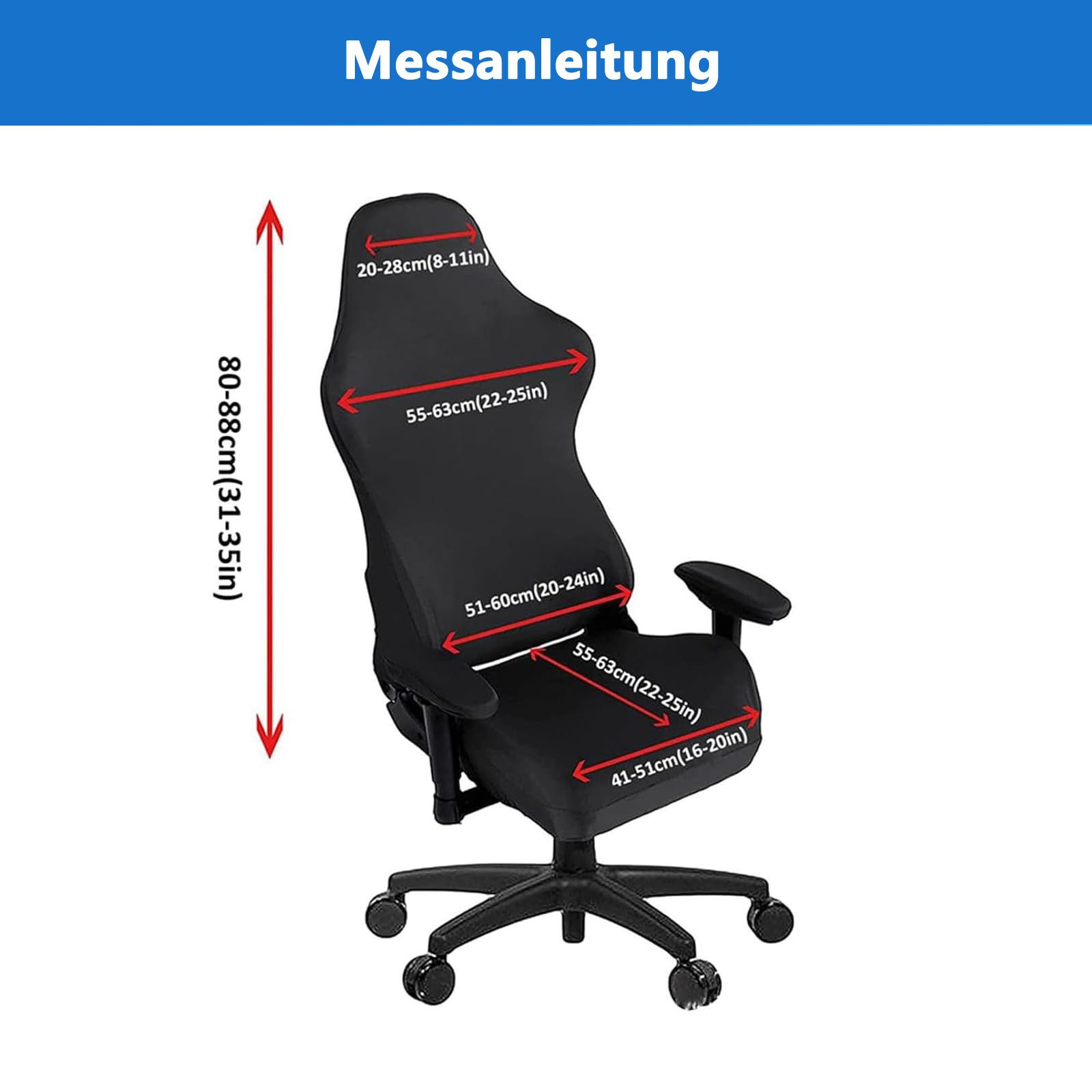 Agger Stuhlhusse Gaming Stuhlbezug Stretch – Universeller Gamingstuhl Bezug, Elastischer Bürostuhlbezug, Waschbar & Rutschfest – Bild 5 von 5