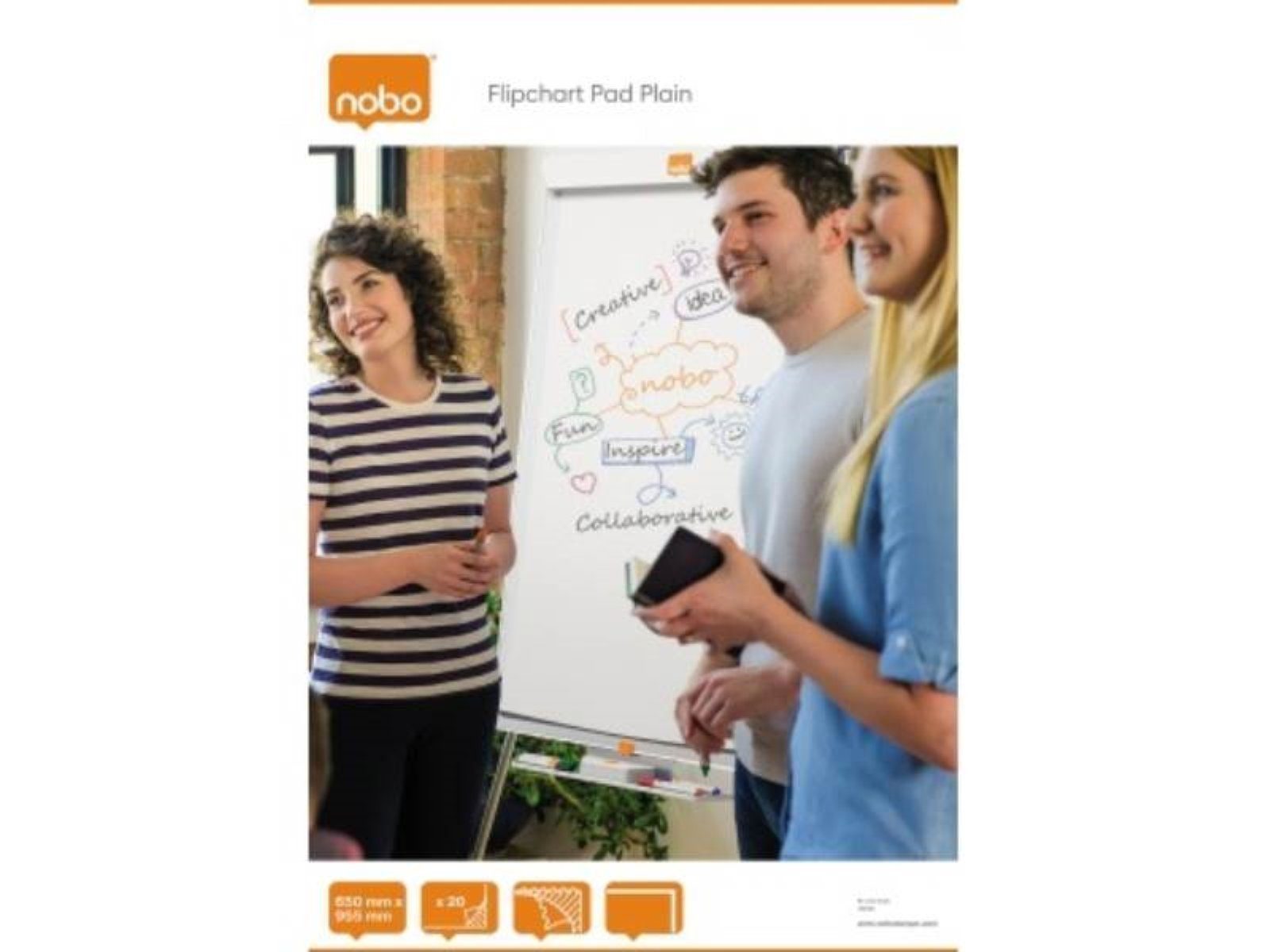 NOBO Flipchartblock Nobo Flipchartblock 1901631 671x965mm 20Blatt blanko weiß