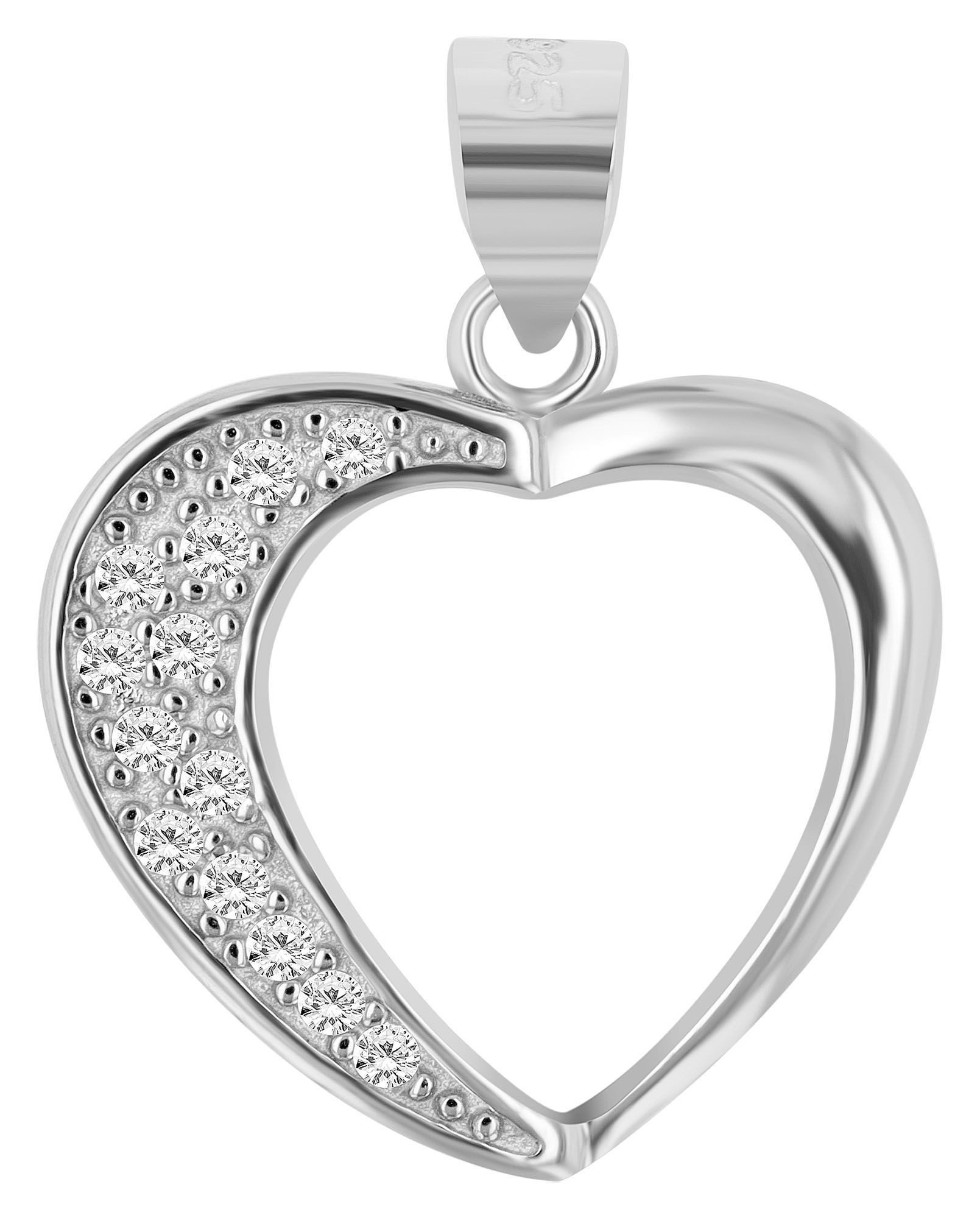 Kettenanhänger Anhänger – Herzanhänger aus 925 Silber mit Zirkonia