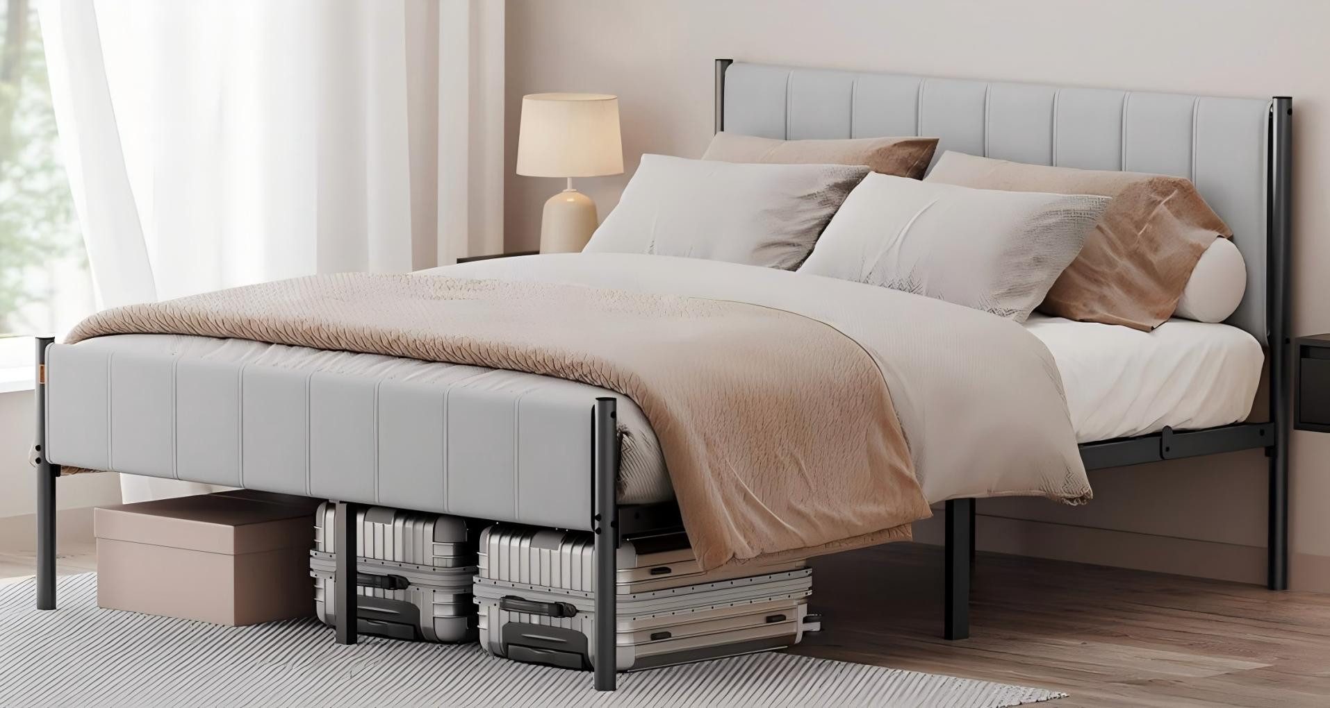 VASAGLE Polsterbett (160 x 200 cm, geräuschlos), mit gepolstertem Kopfteil, günstig online kaufen