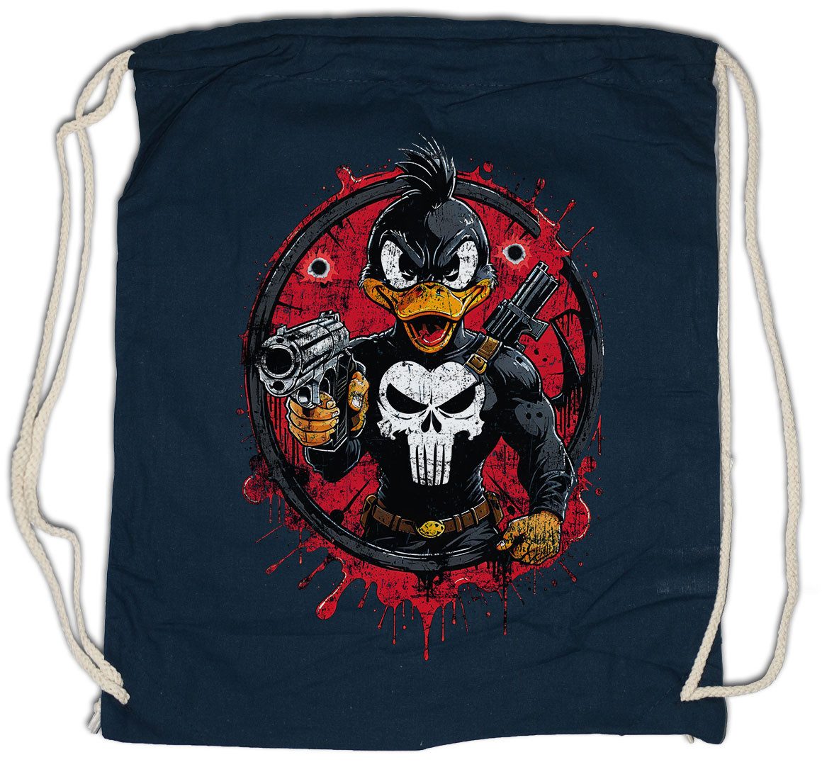 Turnbeutel Vigilante Duck Turnbeutel Skull Logo Toon Cartoon Comic Daffy Punisher