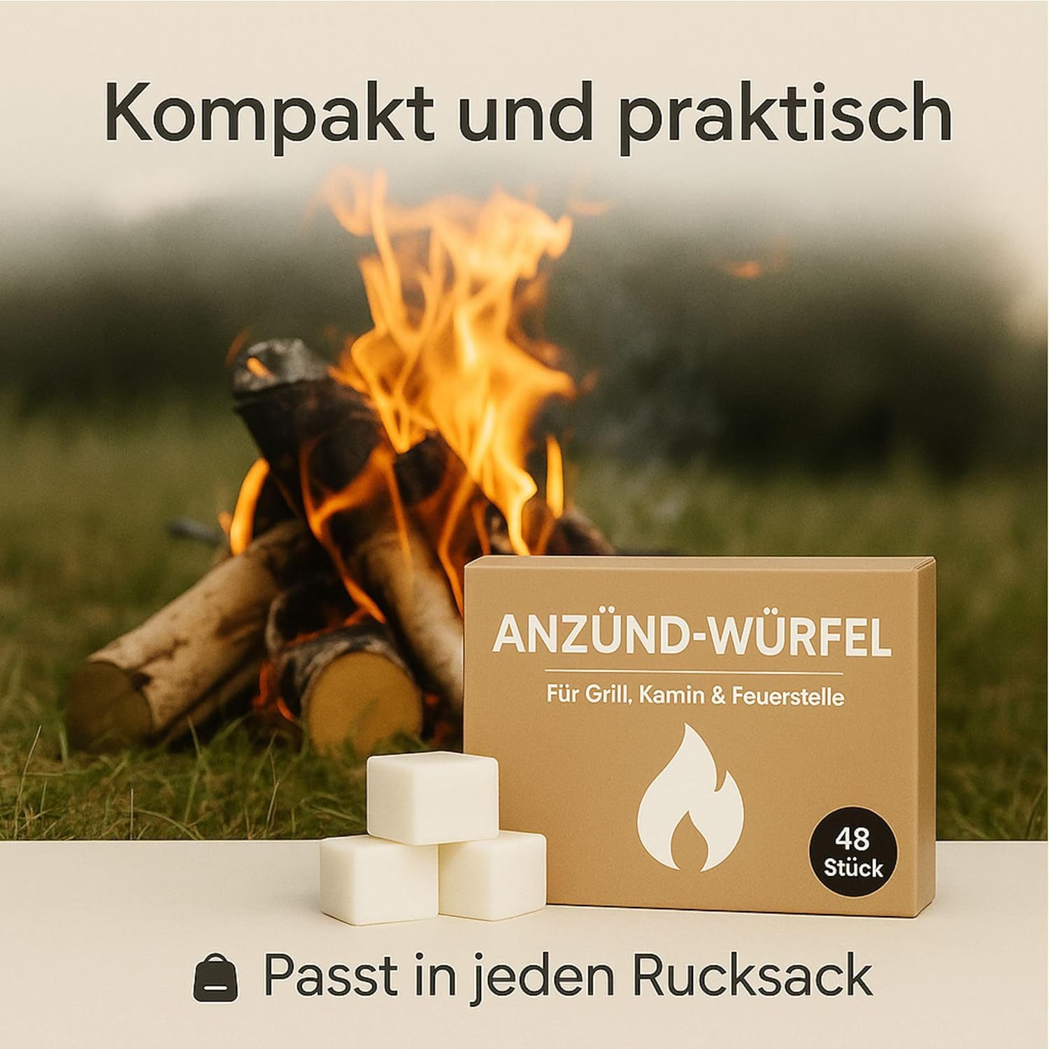Blumixx Grillanzünder Anzündwürfel, Kaminanzünder und Kohleanzünder, (576-St), Perfektes Grill Zubehör für Kamin & Grill