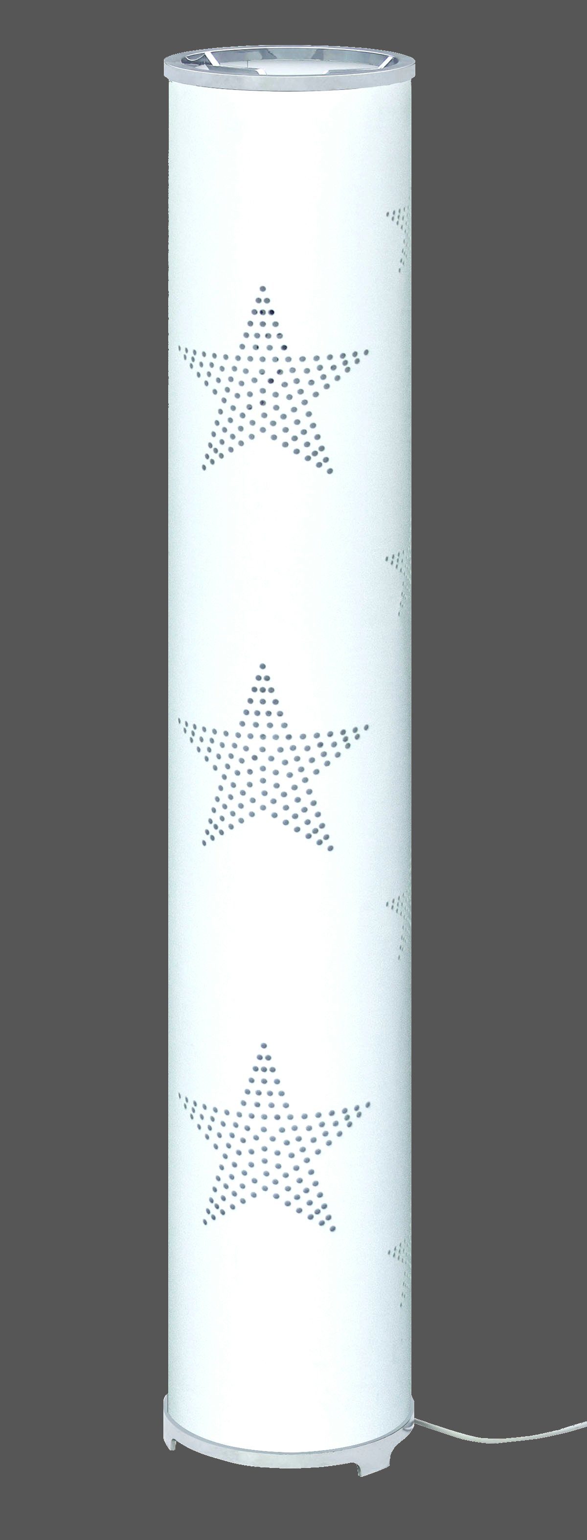 TRANGO LED Stehlampe, 1246L Modern Design Stehleuchte inkl. 2x E14 LED Leuchtmittel *STARS* Stehlampe mit Stoffschirm in WEISS mit Sternen-Dekor, Standleuchte, Deko-Stehlampe, Wohnzimmer Lampe, Höhe ca. 100cm Weiß