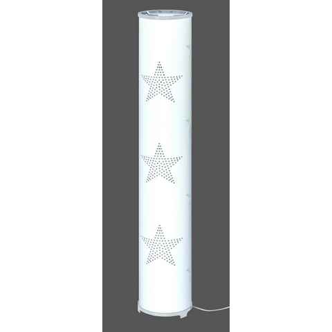 TRANGO LED Stehlampe, 1246L Modern Design Stehleuchte STARS inkl. 2x E14 LED Leuchtmittel, Stehlampe mit Stoffschirm in WEISS mit Sternen-Dekor, Standleuchte, Deko-Stehlampe, Wohnzimmer Lampe, Höhe ca. 100cm