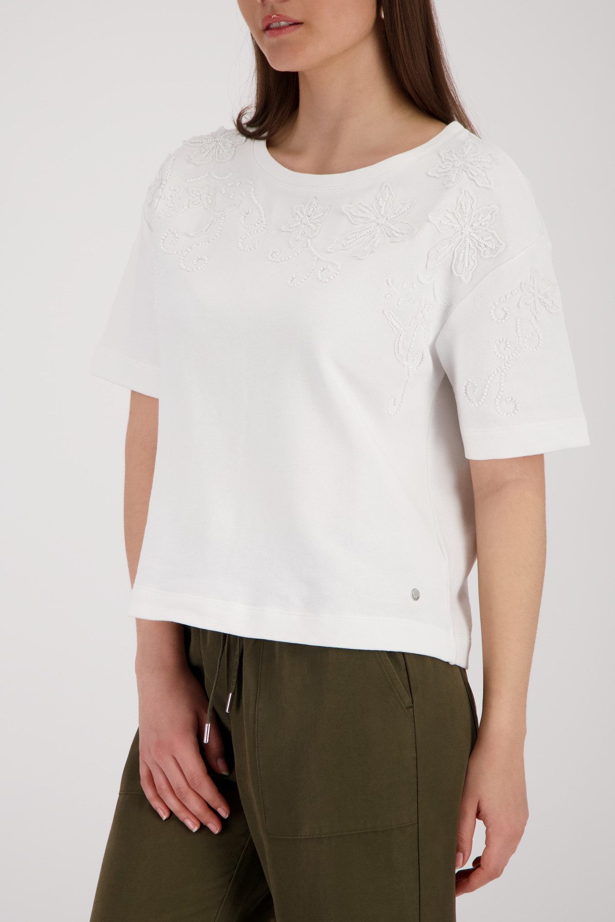 Monari Sweatshirt mit Blumenstickerei