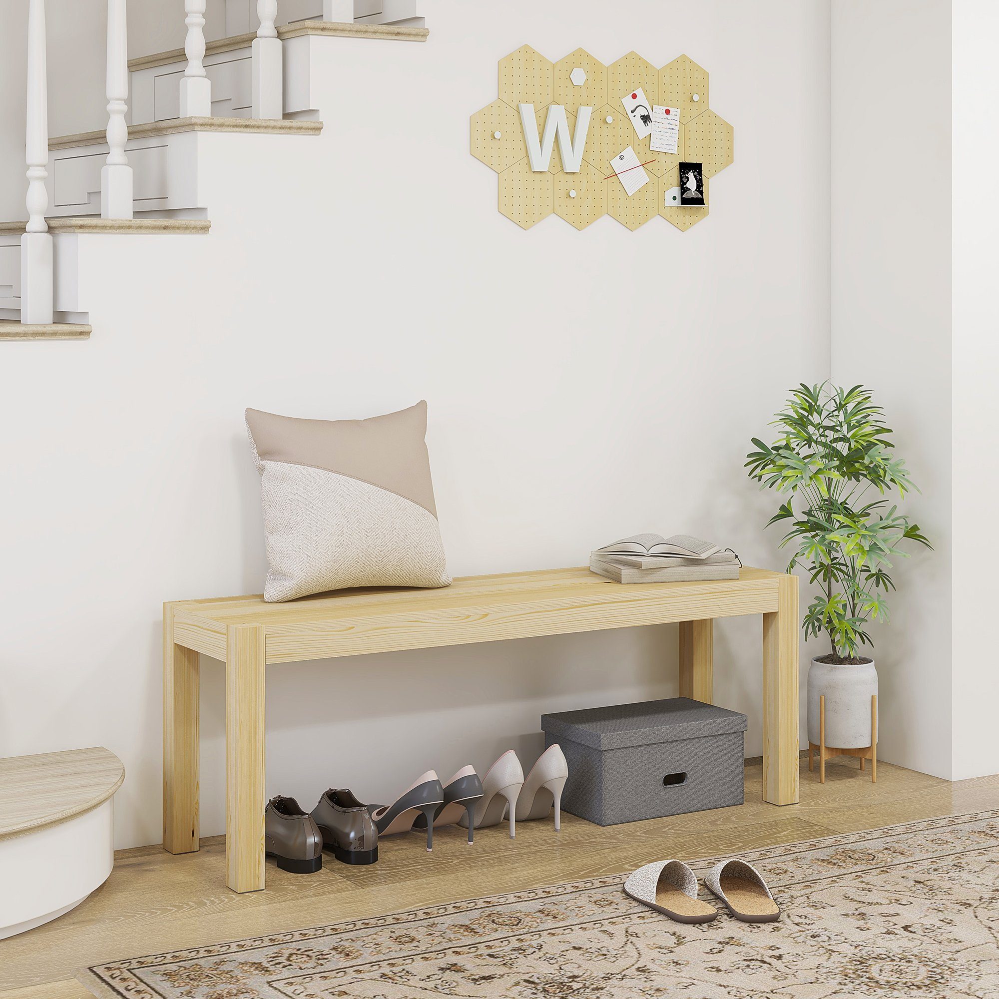 HOMCOM Sitzbank 2-Sitzer Essbank im Landhaus-Stil (Essbank, 1-St., Holzbank), bis 240 kg belastbar, Natur, 120 x 33 x 45 cm