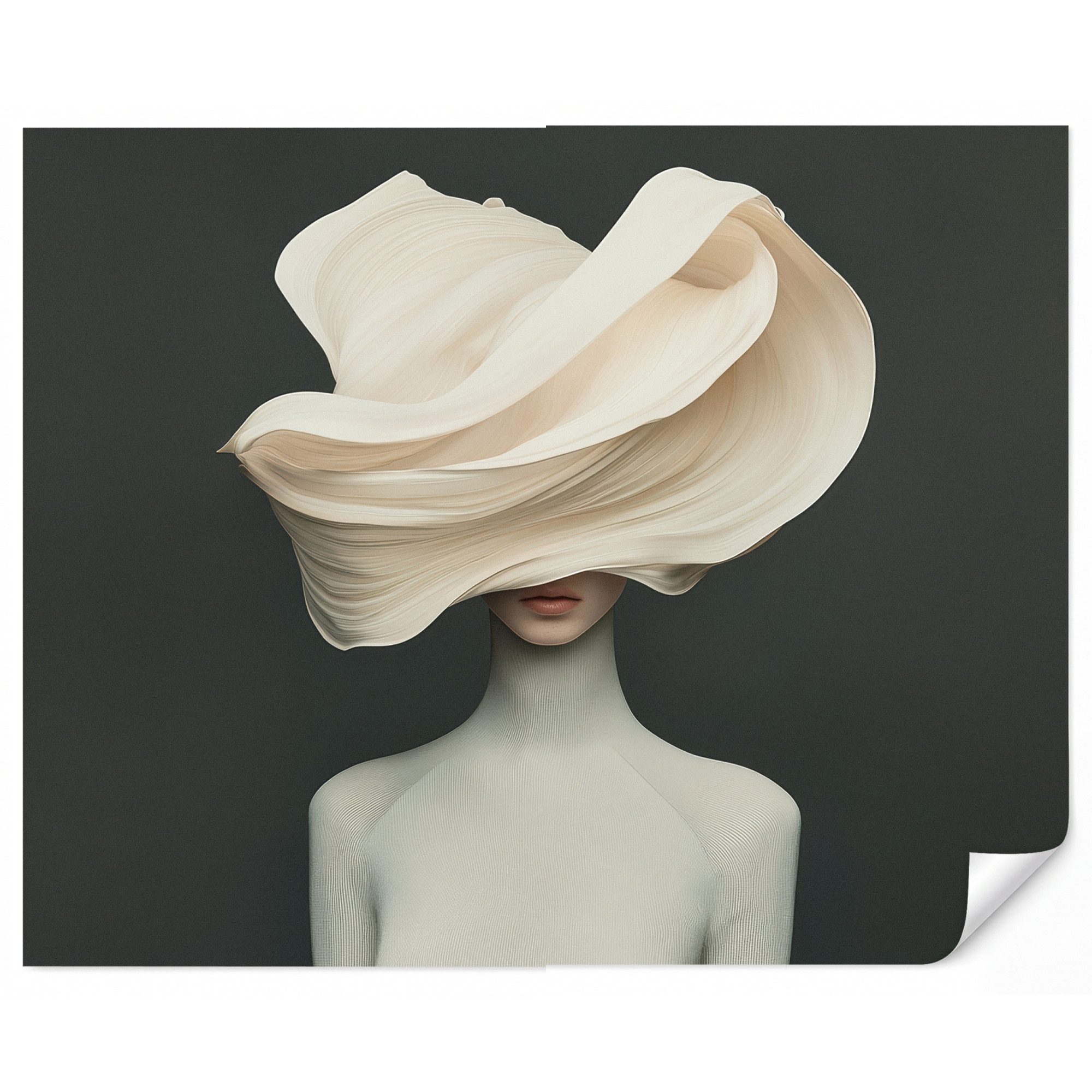 OnlyWow Fototapete Frau - Beige - Hut, Matt, bedruckt, Wandtapete, Schlafzimmer, Vinyl Tapete 280x220cm