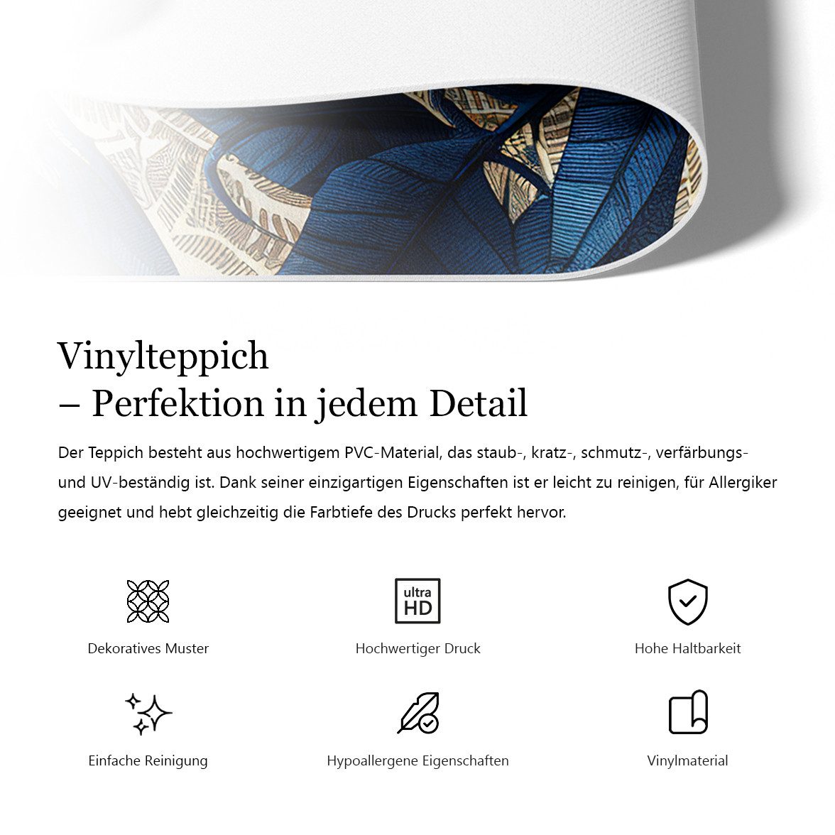 Tulup Vinylteppich Wunderschöner Marmor, Grau Vinylboden, Vinyl-Läufer, Teppich PVC, Höhe: 90 mm