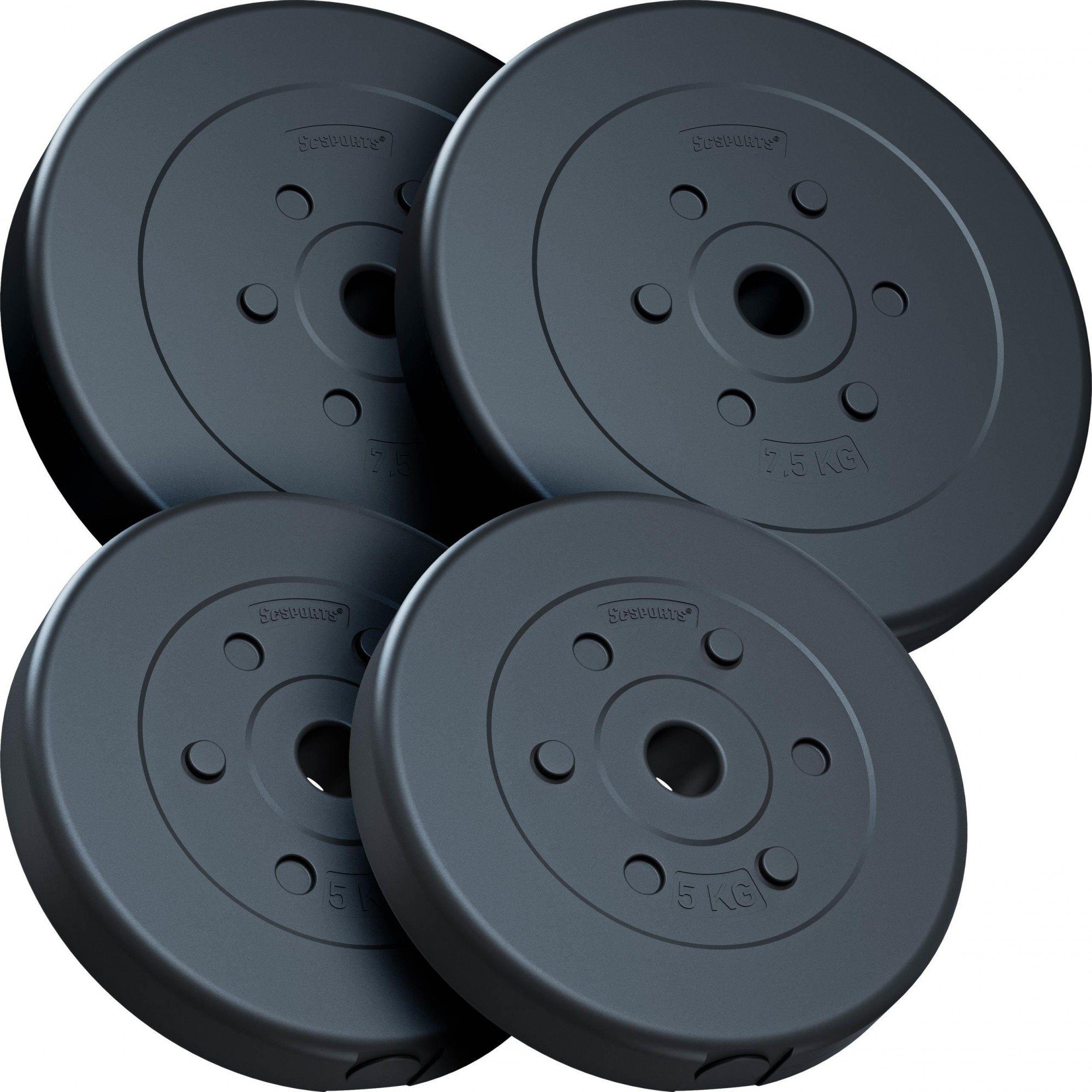 ScSPORTS® Hantelscheiben Set 25 kg Ø 30mm Kunststoff Gewichtsscheiben Gewichte, (10002546-tlg) | Hantelscheiben
