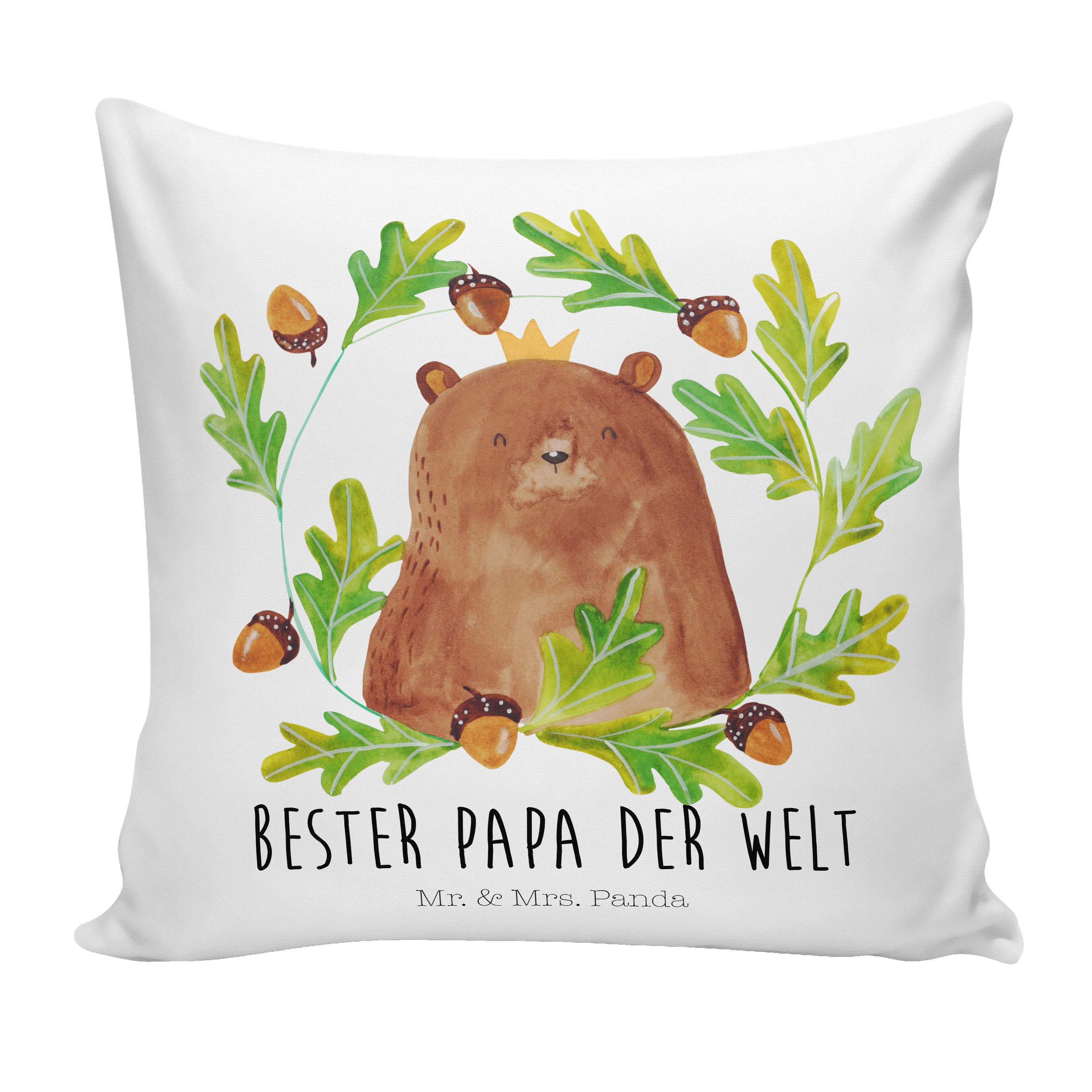 Mr. & Mrs. Panda Dekokissen Bär König - Weiß - Geschenk, weltbester Papa, Teddybär, Kissenhülle