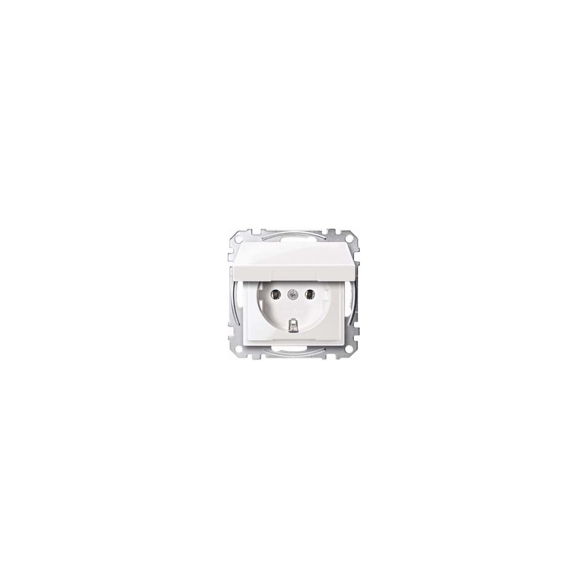 merten Schuko-Stecker Merten SCHUKO-Steckdose pws/gl Klappdeckel MEG2311-0319