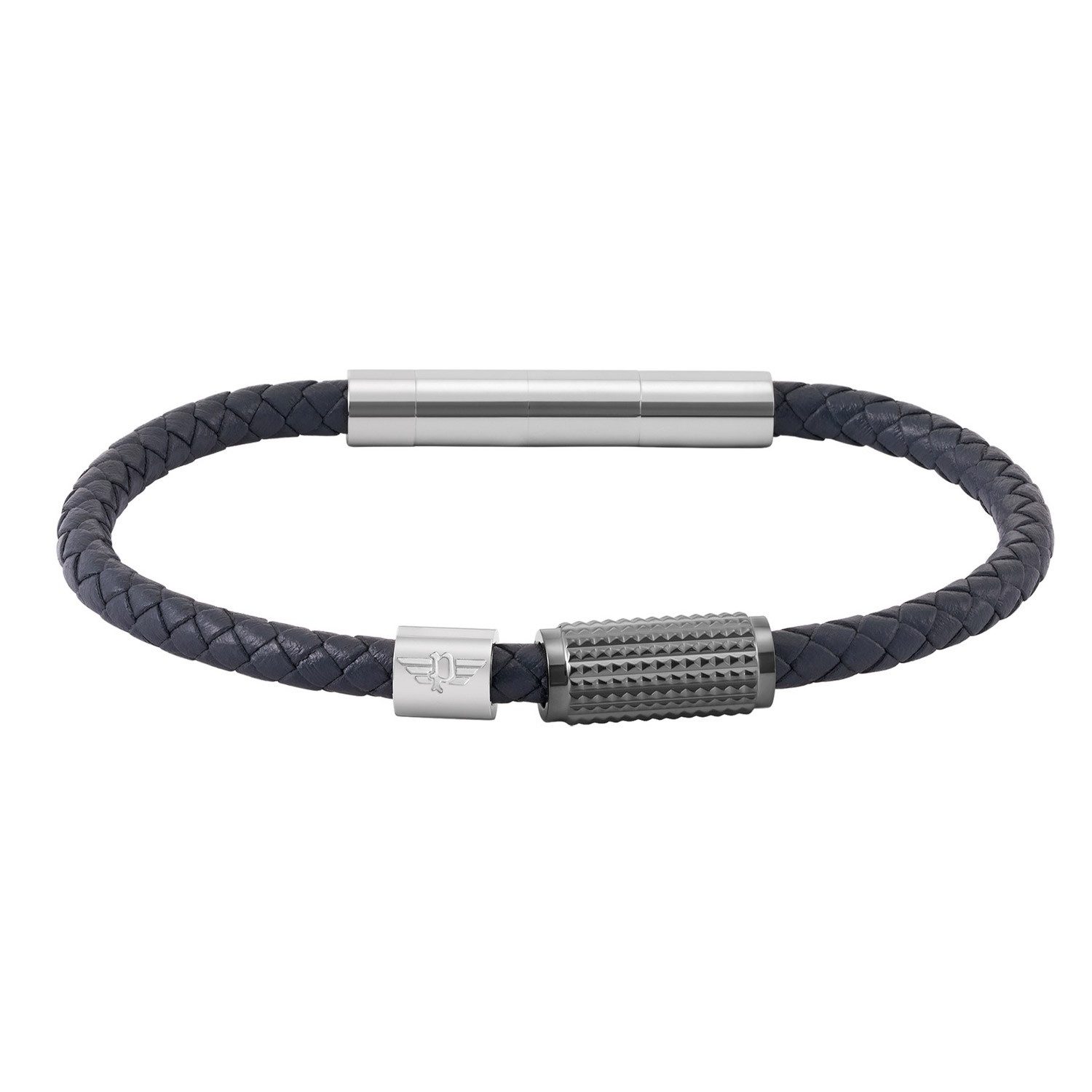 Police Edelstahlarmband Herren-Urban Texture Leder Grau