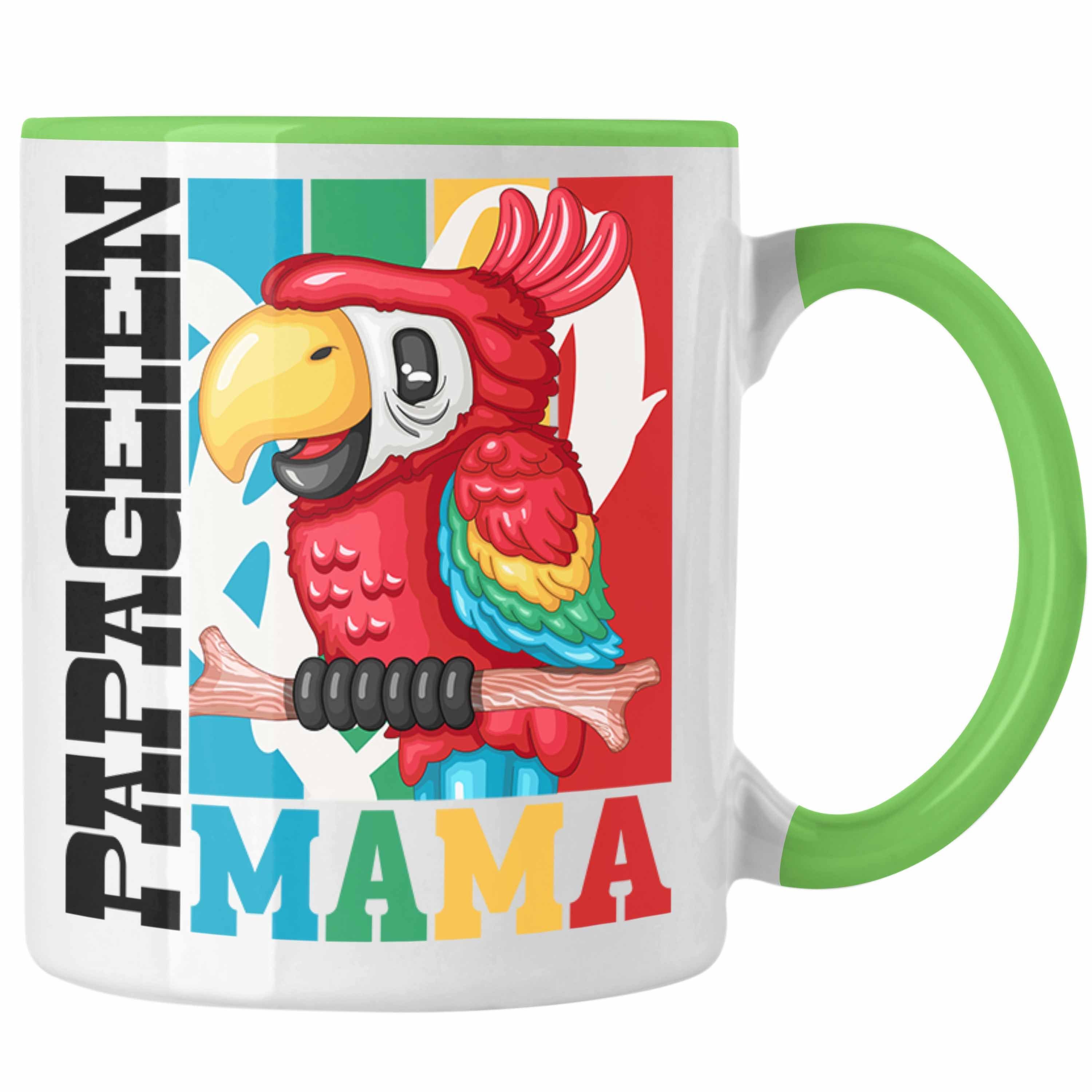 Trendation Tasse Papageien Mama Tasse Geschenk für Papagei Besitzerin Spruch Geschenki Grün