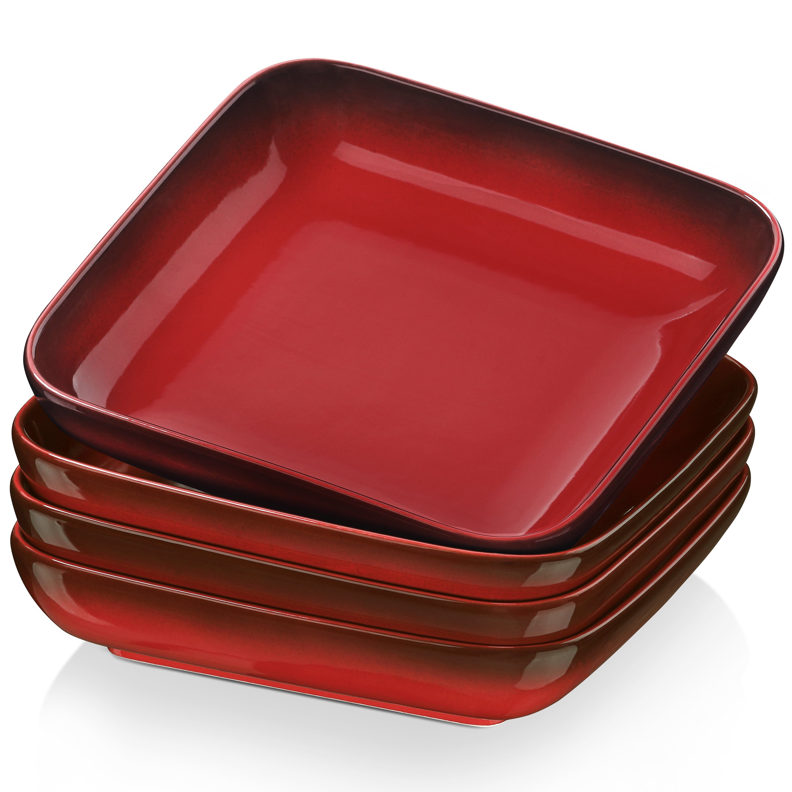 Steingut, 4 Rot Personen, (4-tlg), LOVECASA Dessertteller Geschirr-Set