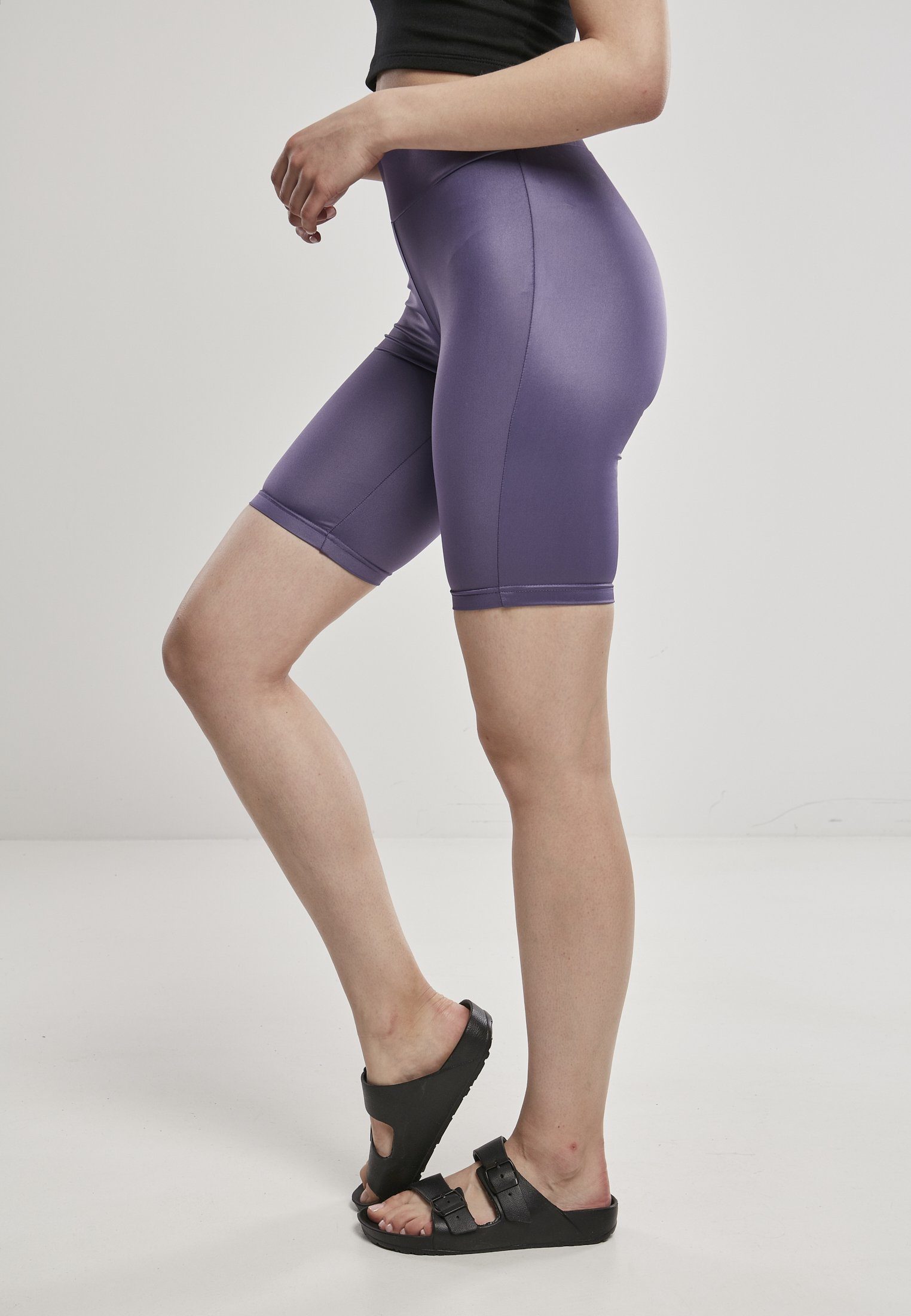 darkduskviolet Imitation Leather Stoffhose Cycle URBAN Ladies CLASSICS (1-tlg) Shorts