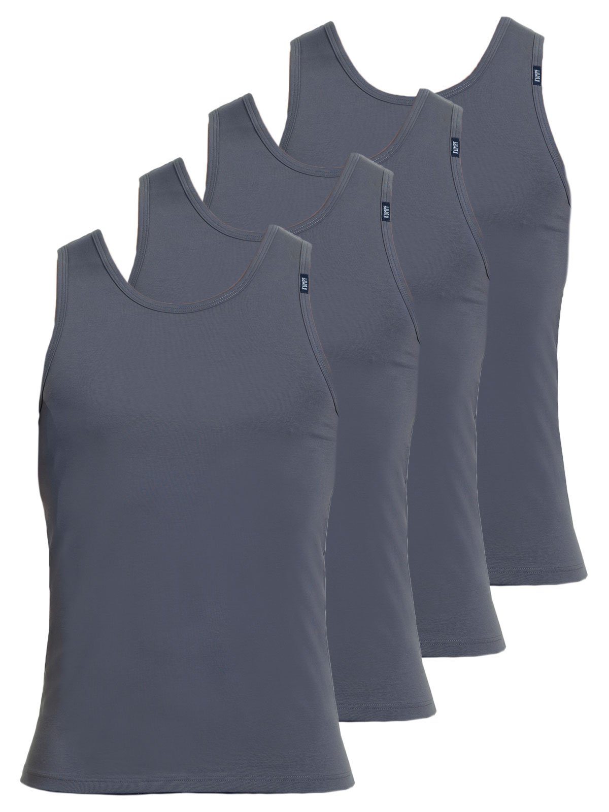 KUMPF Achselhemd 4er Sparpack Herren hohe Unterhemd mittelgrau Cotton (Spar-Set, 4-St) Markenqualität Bio
