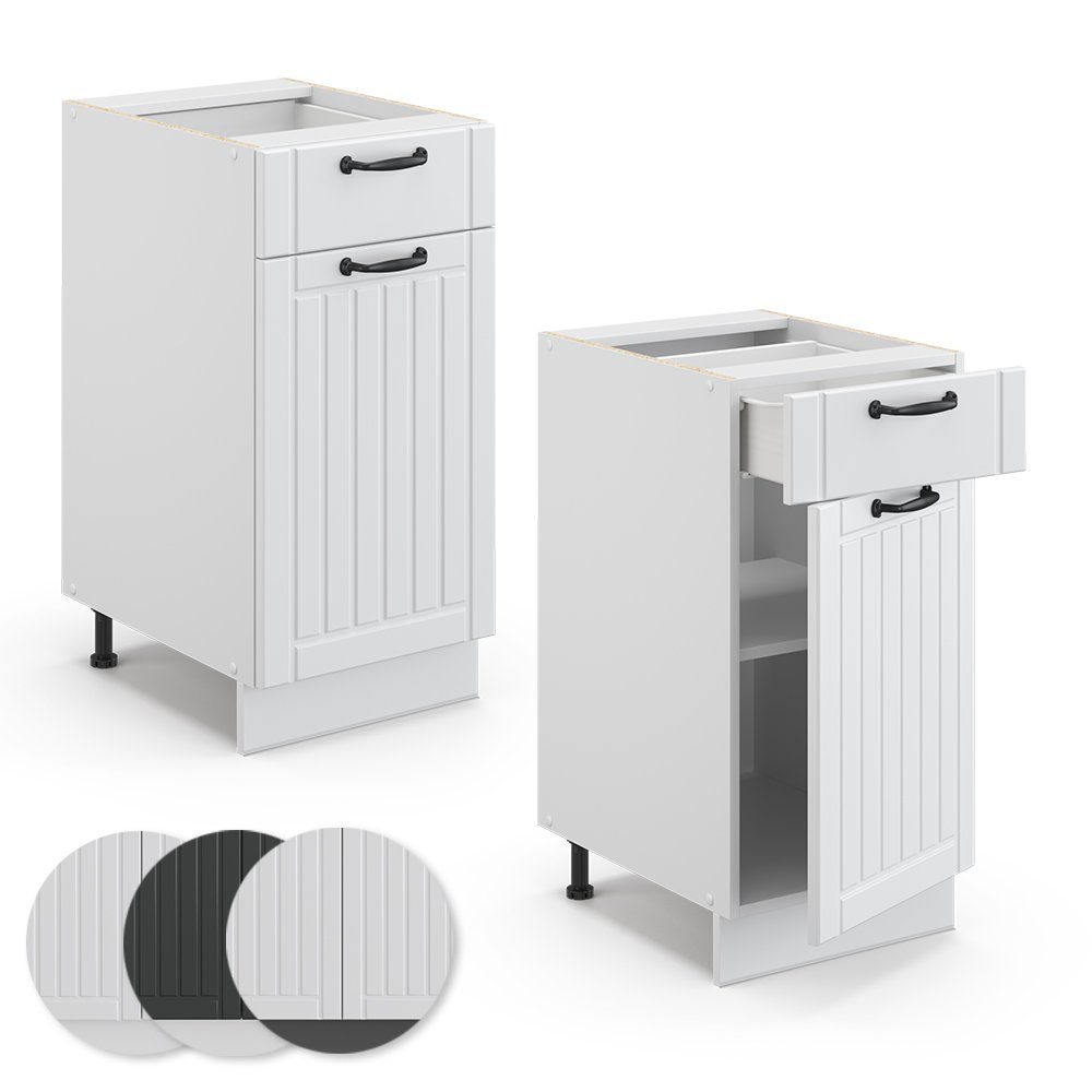 Vicco Unterschrank Fame-Line, Weiß Landhaus/Weiß, 40 cm ohne Arbeitsplatte (1-St)