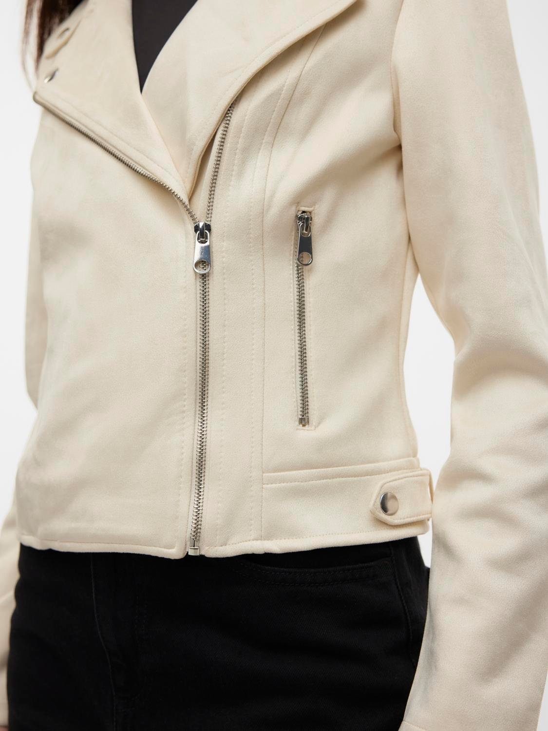 Vero Moda Bikerjacke VMJOSE SHORT FAUX SUEDE JACKET GA NOOS mit asymetrischem Reißverschluss – Bild 4 von 5