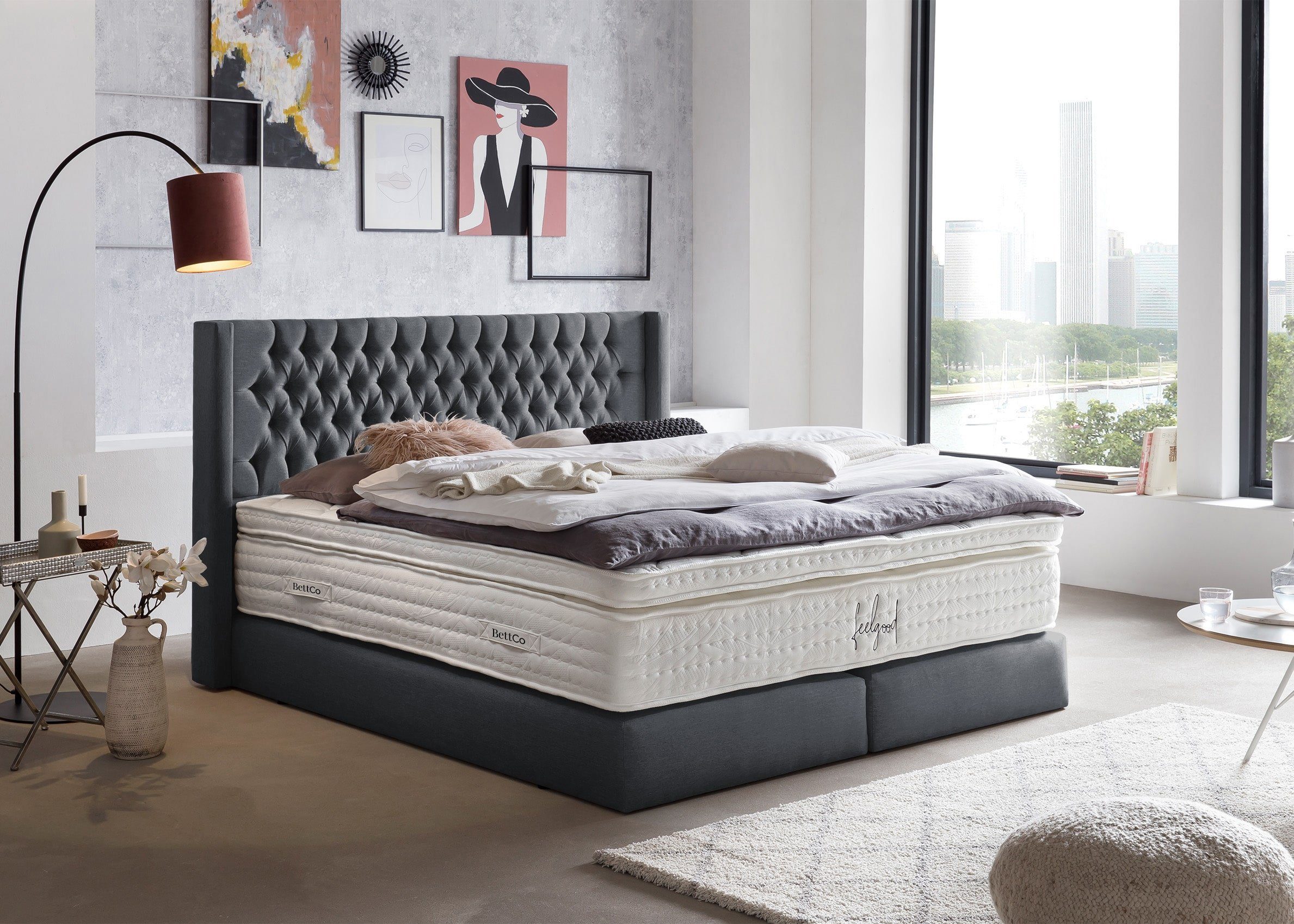 BettCo Boxspringbett Florida (in Anthrazit Webstoff, günstig online kaufen