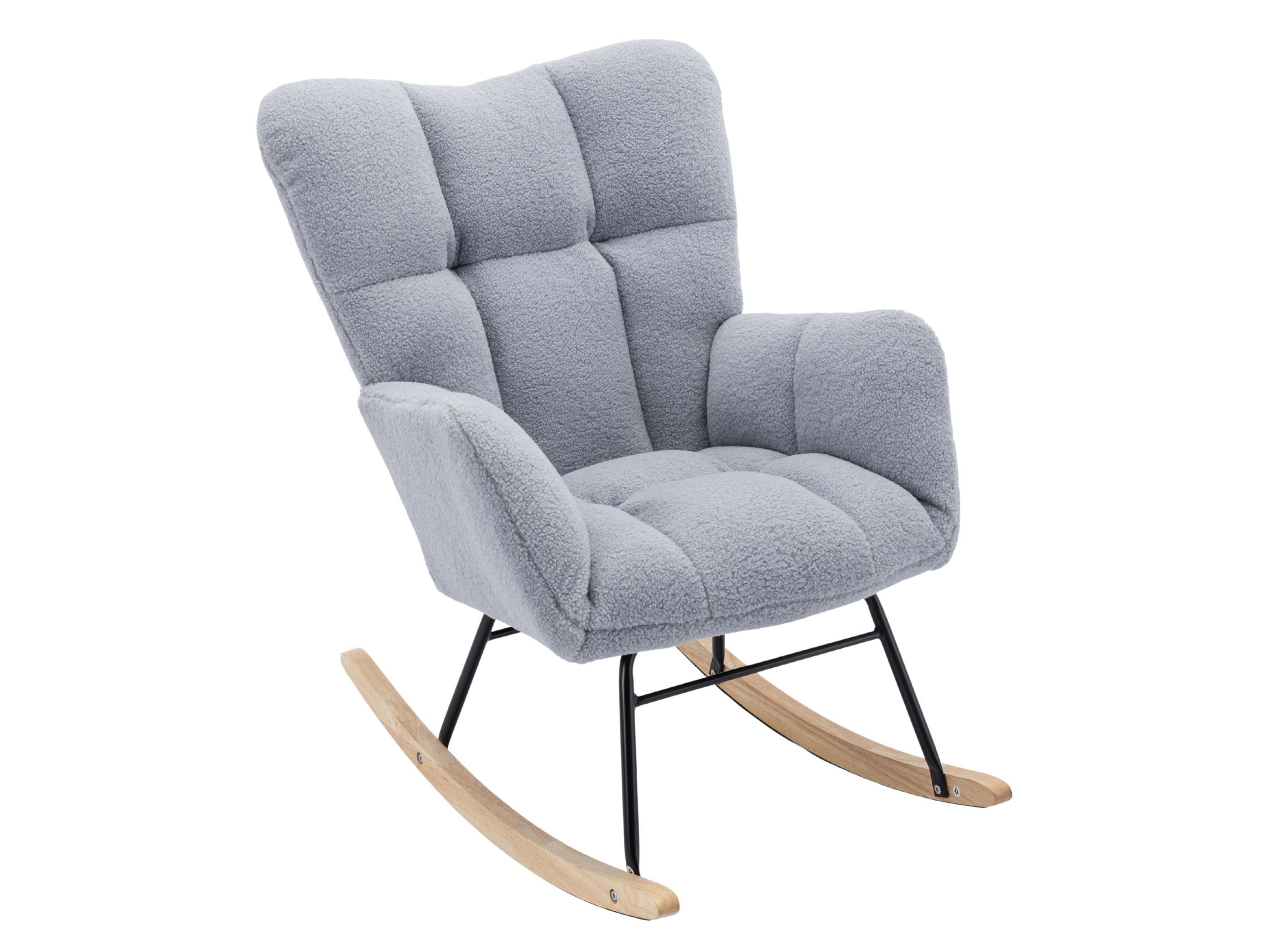 SeedWave Schaukelstuhl im Mid-Century-Stil mit Teddy-Velours, günstig online kaufen