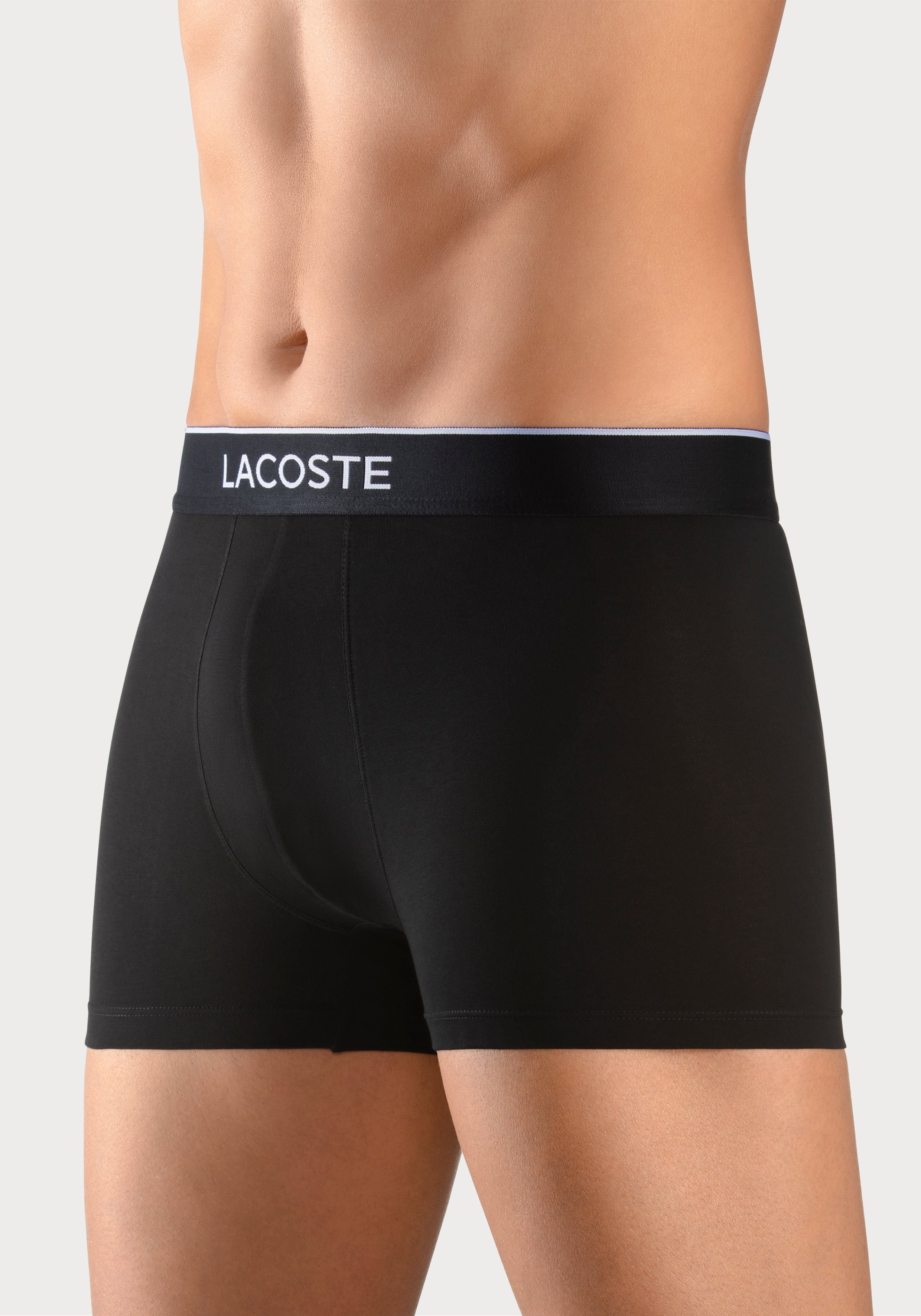 atmungsaktivem aus 3er-Pack) 3-St., schwarz Trunk Herren Lacoste Material Premium Boxershorts eng Lacoste (Packung,