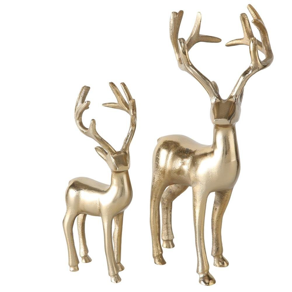 BOLTZE Weihnachtsfigur Hirsch Thielo Gold stehend 2er Set, Dekofigur Weihna günstig online kaufen