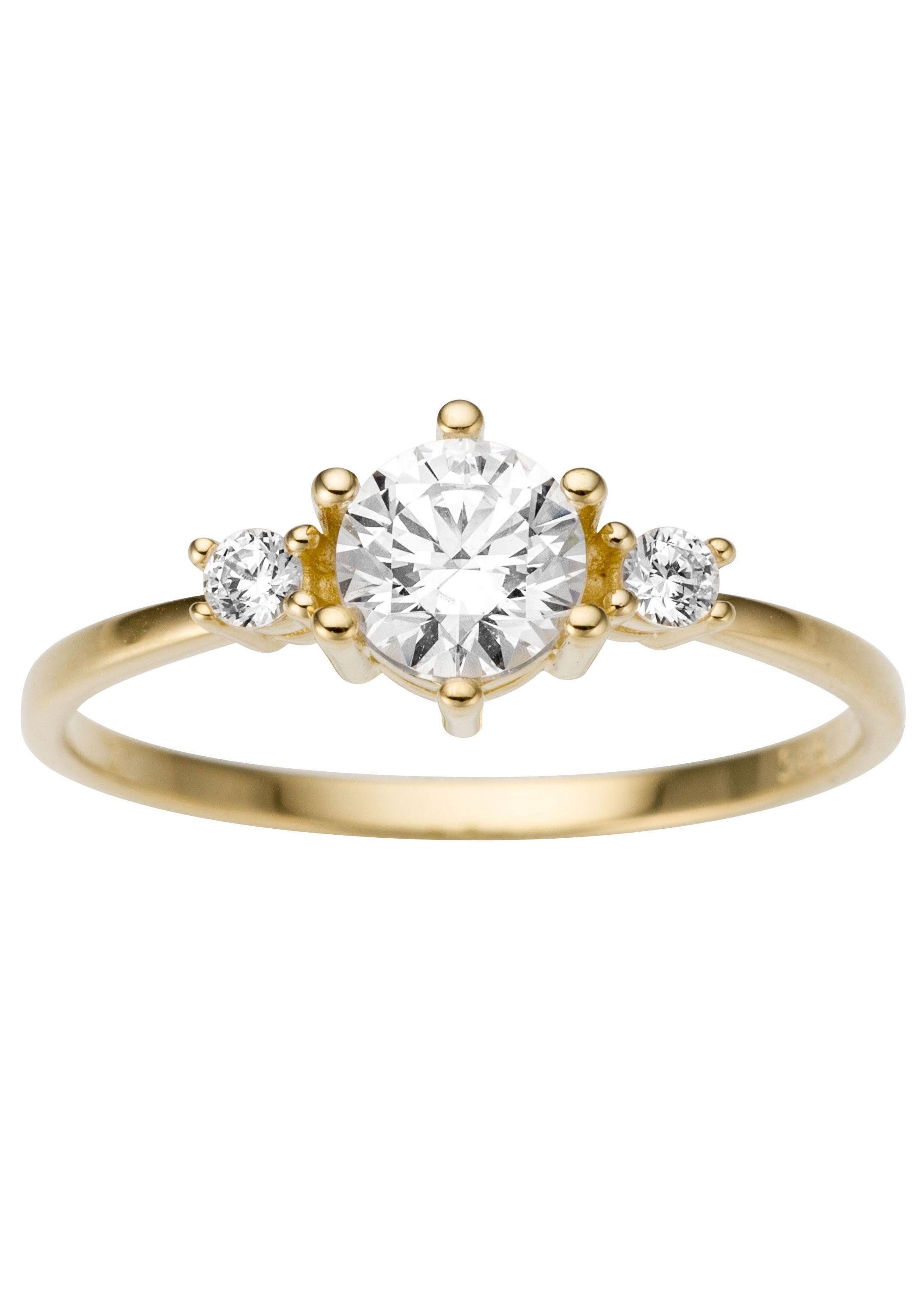 FIRETTI Goldring Schmuck Geschenk Gold 333 Damenring Verlobungsring Goldring Solitär mit Zirkonia (synth) mehr