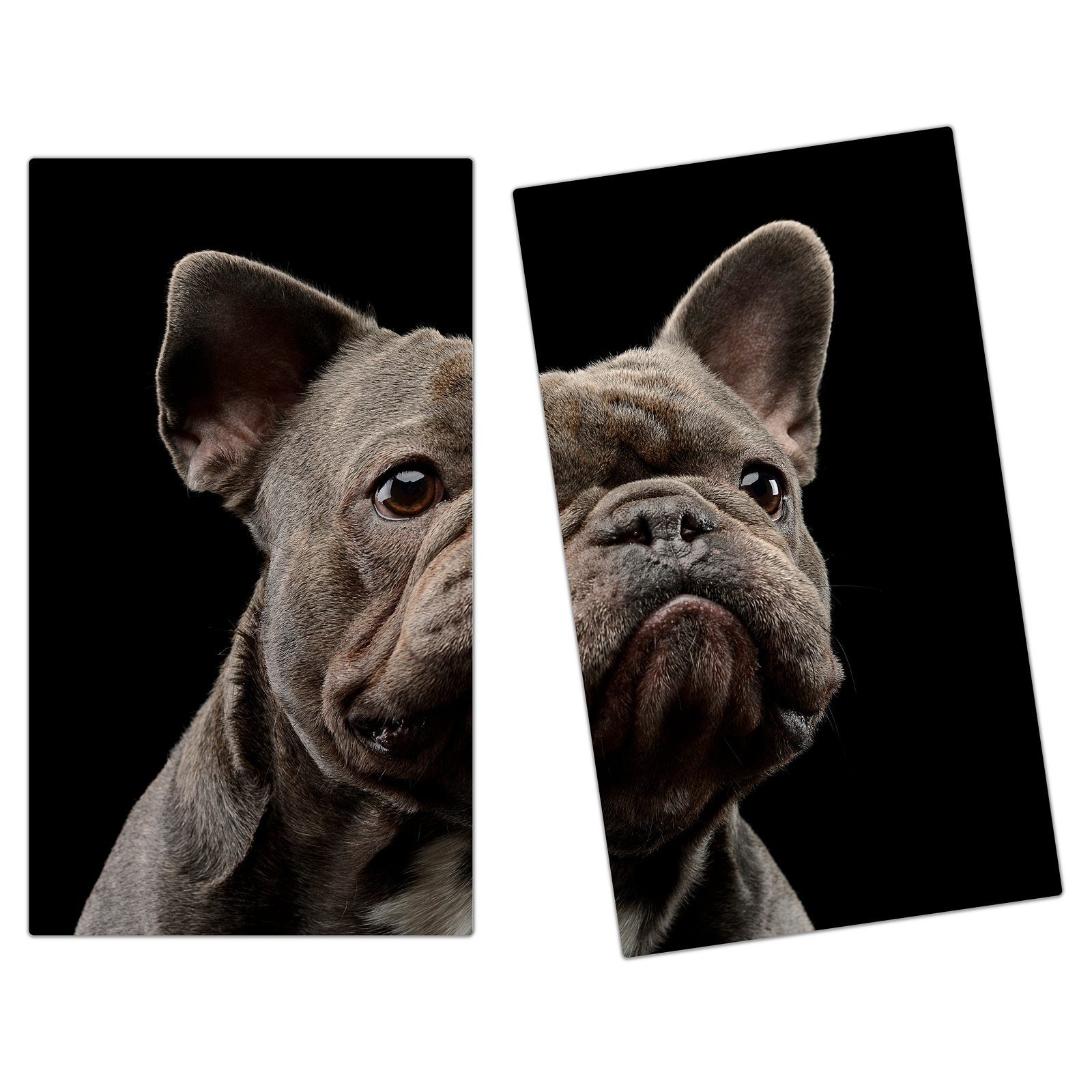 Herdabdeckplatte Glas Herd-Abdeckplatte Bulldogge, Spritzschutz Primedeco aus (2 Glas, tlg) Portrait