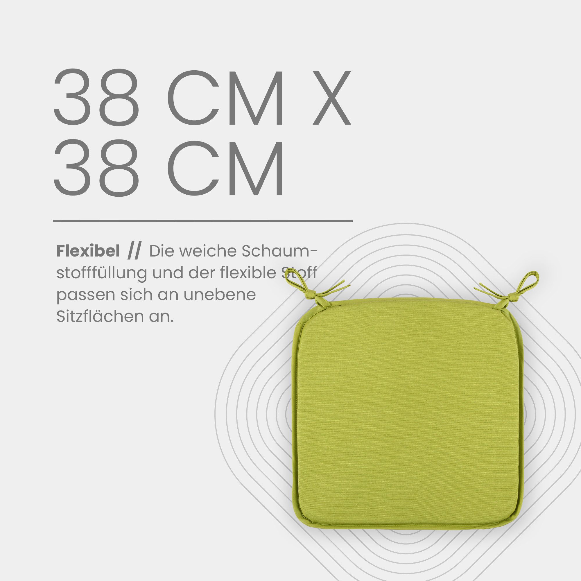 Bestlivings Stuhlkissen mit Haltebändern Canvas, 38x38cm, robust, Mischgewebe, Indoor & Outdoor – Bild 2 von 5