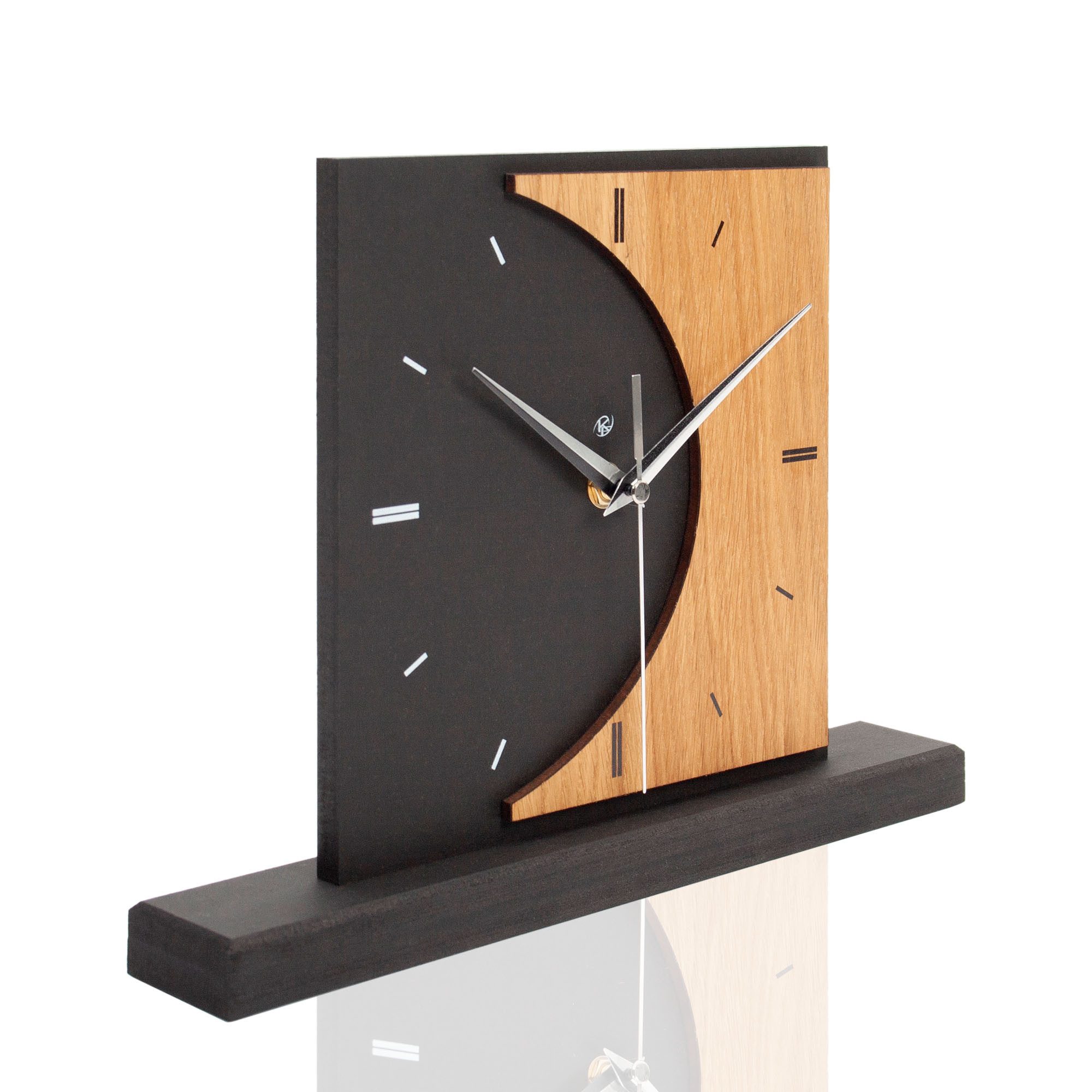 Kreative Feder Standuhr Standuhr „Moon“ aus Holz – schwarze Tisch-Uhr ohne günstig online kaufen