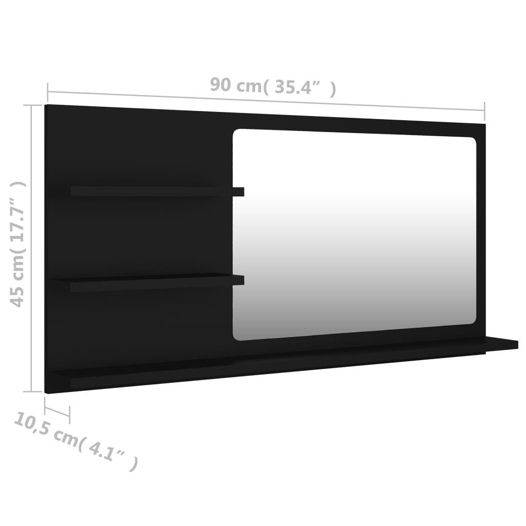 Badezimmerspiegelschrank (1-St) Schwarz cm 90x10,5x45 Badspiegel Holzwerkstoff vidaXL