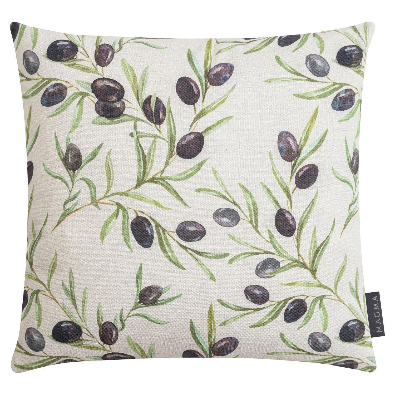 Magma Heimtex Kissenhülle OLIVEN, 40 x 40 cm, Sand, Grün, Lila, Baumwolle, (1 Stück), mit Reißverschluss
