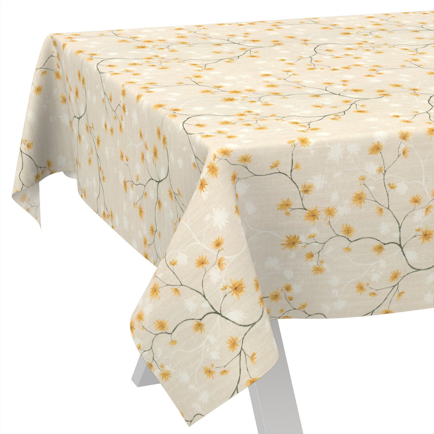 ANRO Tischdecke abwaschbar LANA Magnolie-Chloe Wachstuch 2.0 (Einzelstück 1-tlg), wasserabweisend Magnolie-Chloe Beige 90x130cm