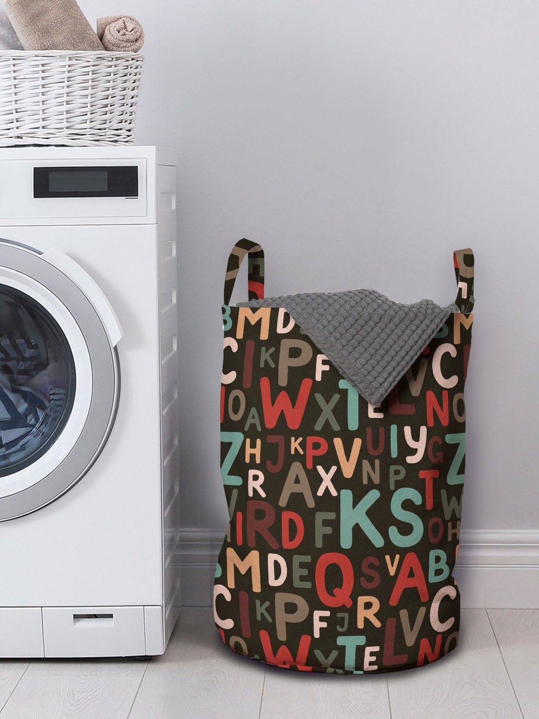 Alphabet Buchstaben Abakuhaus Kordelzugverschluss für Griffen Wäschekorb farbige Wäschesäckchen mit Verschiedene Waschsalons,