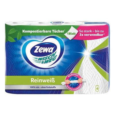 ZEWA Papierküchenrolle Wisch & Weg (4-St), 2-lagig, reinweiß mit Mikrowabenstruktur, 45 Blatt/Rolle