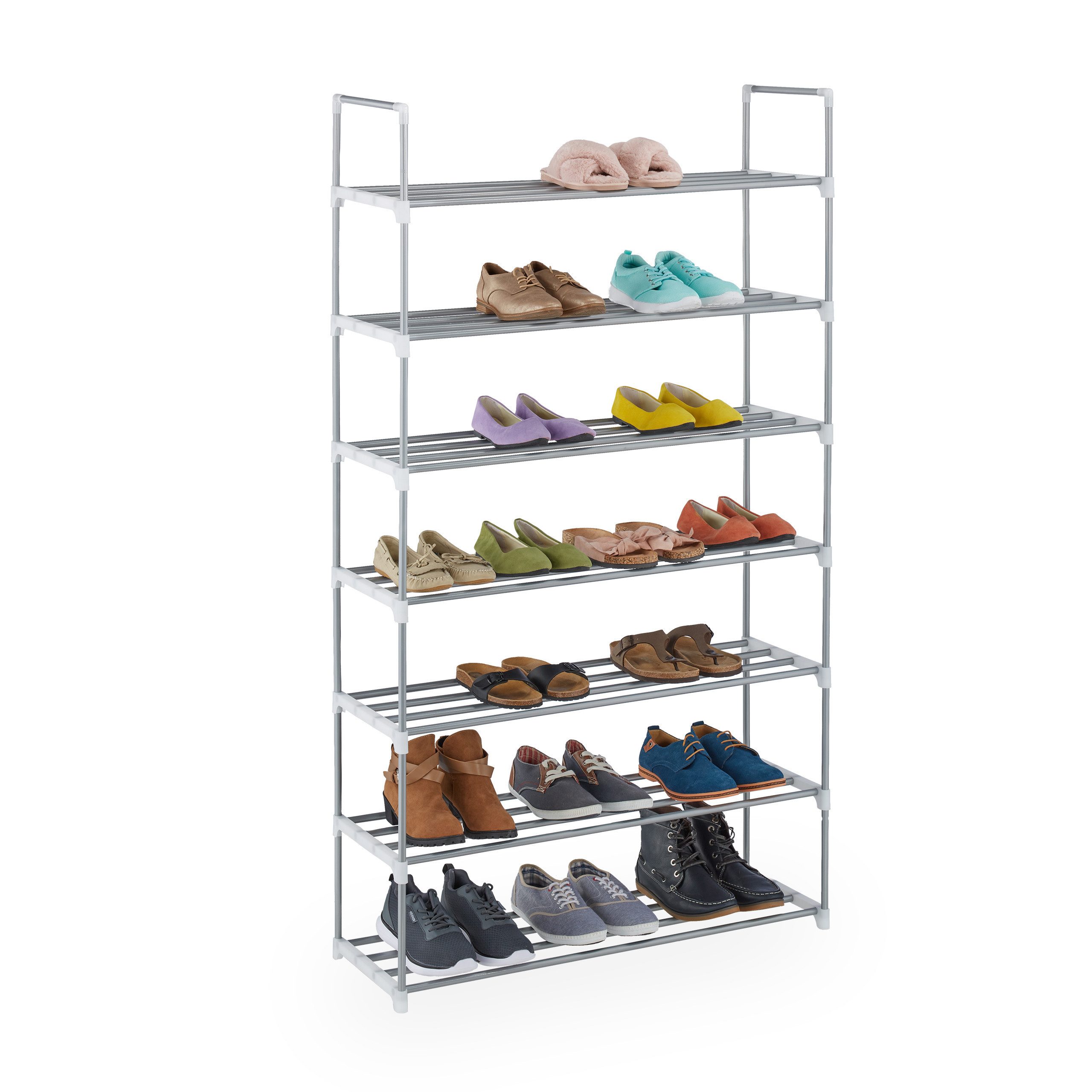 relaxdays Schuhregal Metall silb, 7 günstig online kaufen