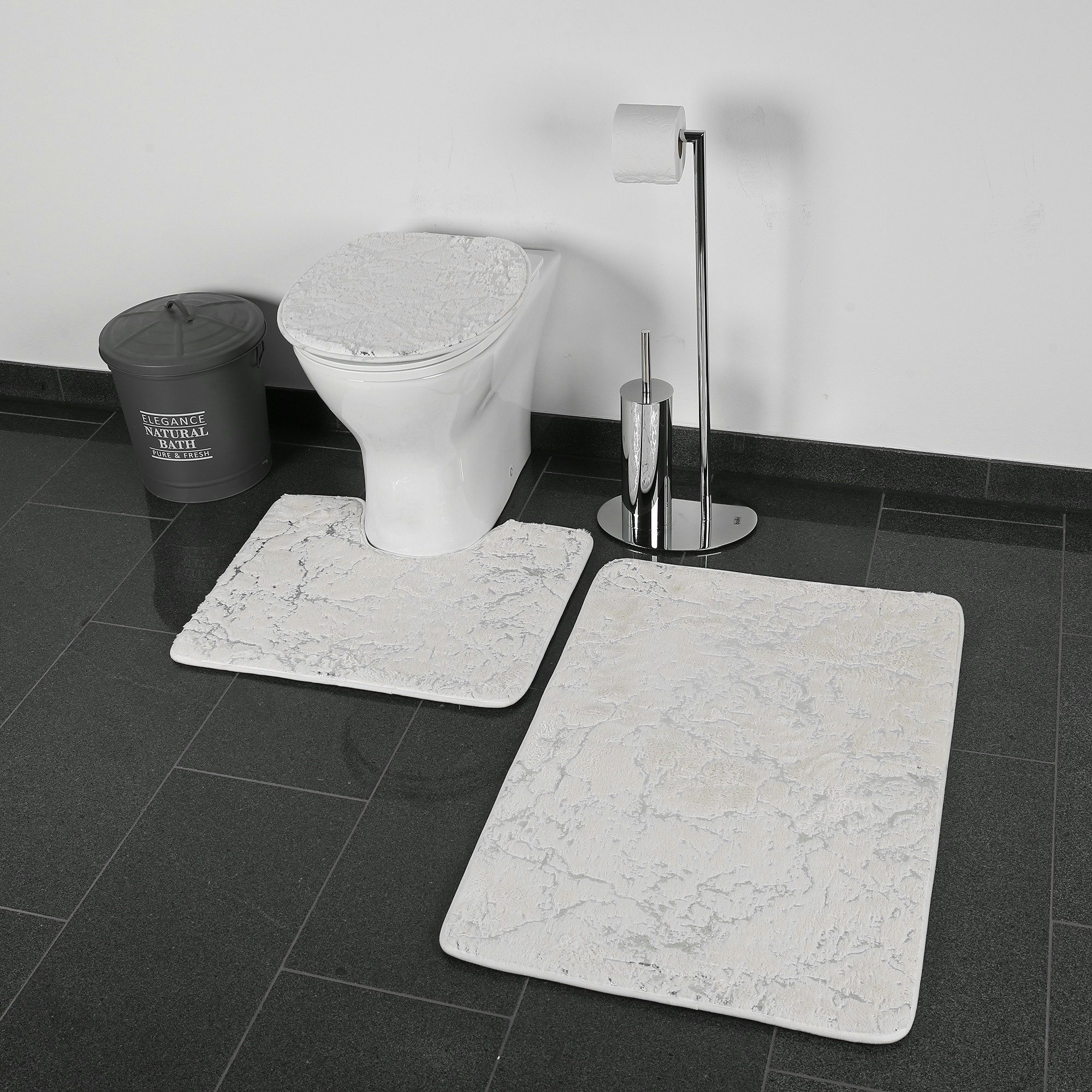 ZELLERFELD Badematte Marmour 3-teiliges Set - rutschfest