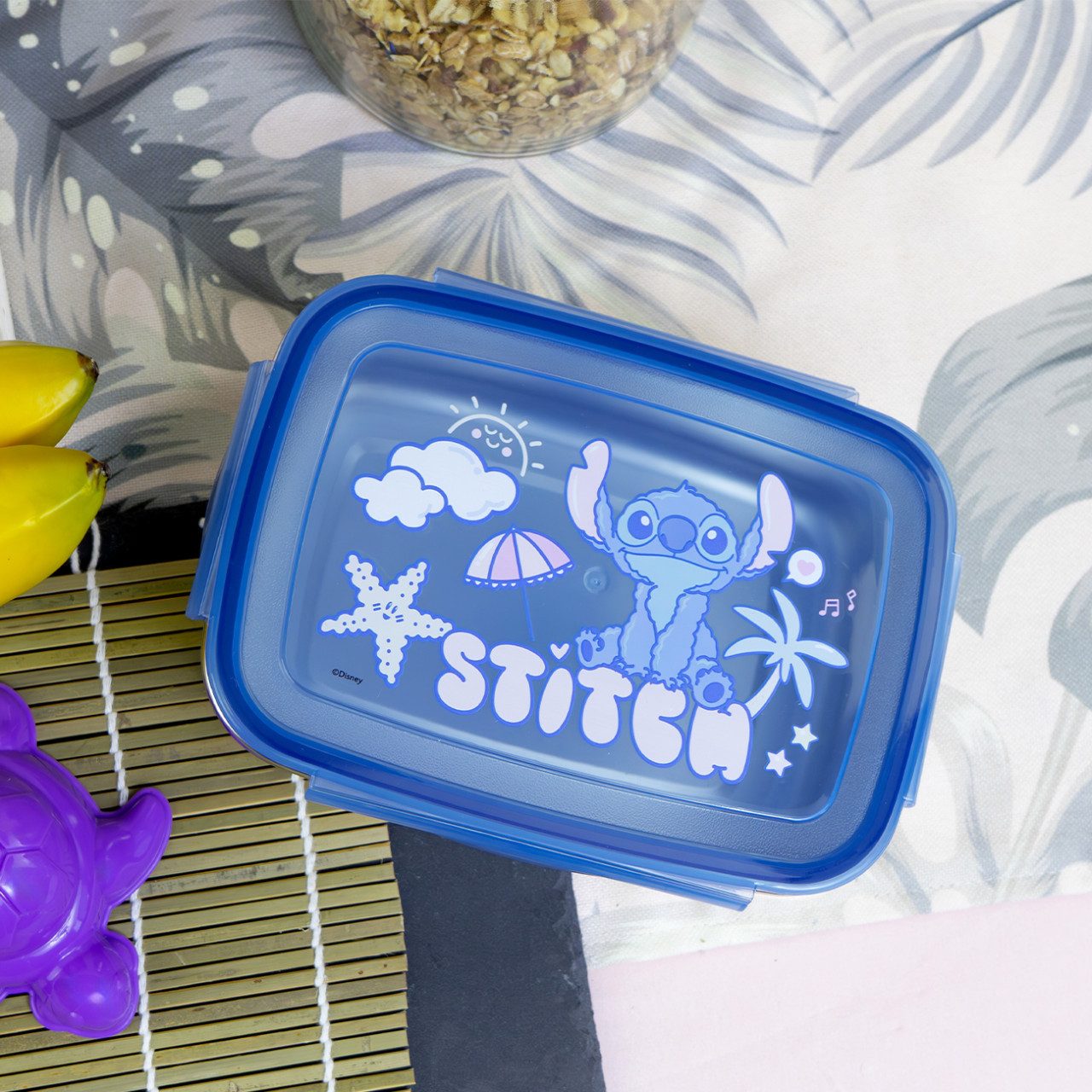 Geda Labels GmbH Lunchbox Stitch Cloudy Blue, Edelstahl, (1-tlg), Blau, 850ml, 4-seitiger Clipverschluss