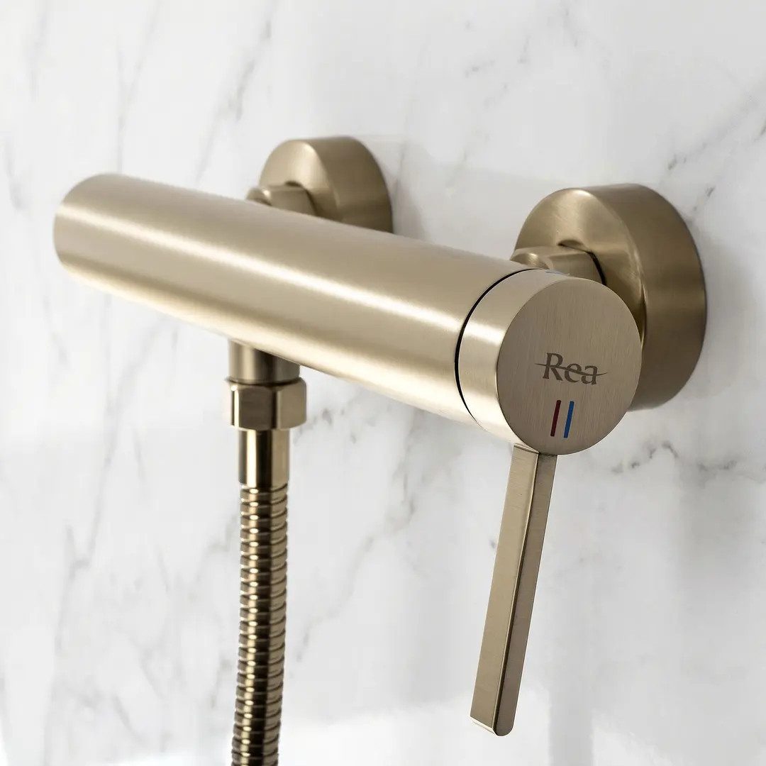 wohnwerk.idee Duscharmatur Duscharmatur Dusche Wasserhahn Handbrause, Titan Gold Chrom Kupfer