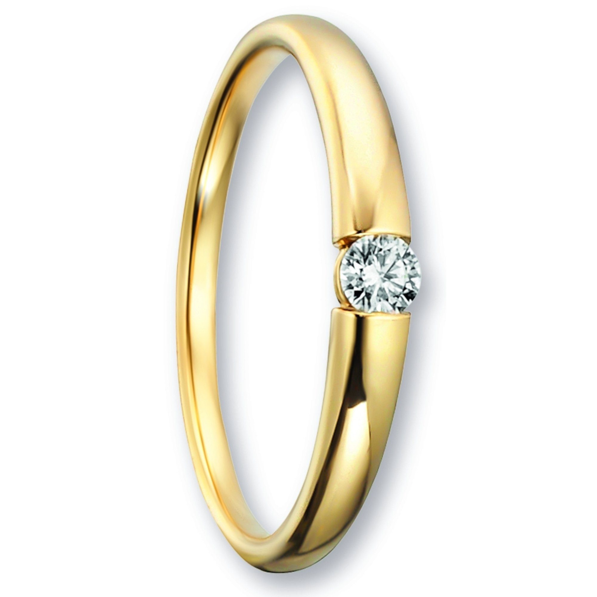 aus 585 Brillant Gelbgold, ONE ct Diamant Ring Diamantring Schmuck ELEMENT Gold Damen 0.09
