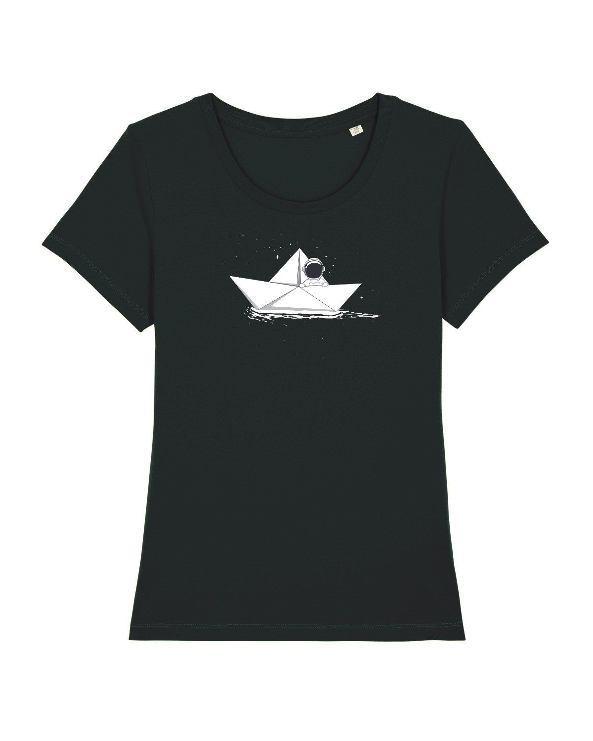 wat? Apparel Print-Shirt Astronaut in paper boat (1-tlg) schwarz