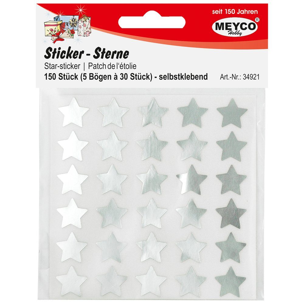 MEYCO Hobby Aufkleber Sternen Sticker, Ø 14mm, 150 Stück/Beutel