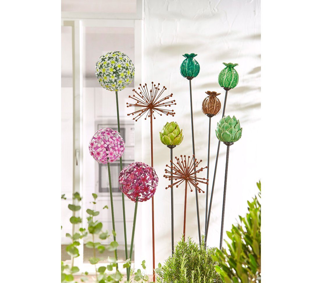 Dehner Gartenstecker Dandelion, Metall, braun Dekostab günstig online kaufen