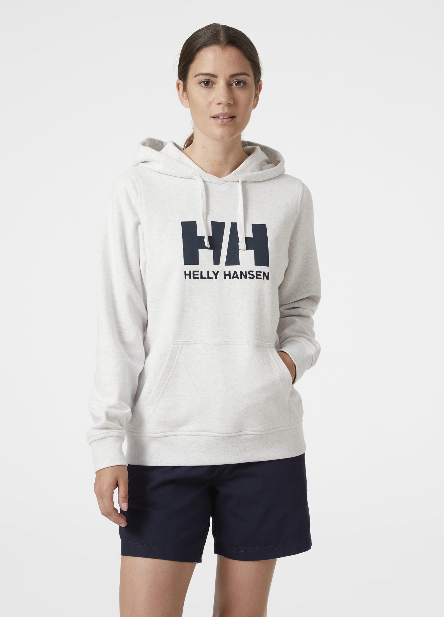 Helly Hansen Longpullover Hansen Damen W Hoodie Cloud Logo Melange Hh Nimbus Helly