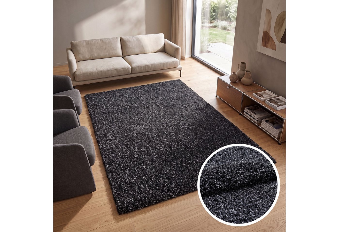 OTTO home Hochflor-Teppich Viva Shaggy, in Standard- und Premium-Qualität, 30 mm oder 45 mm Höhe, rechteckig, Uni Farben, einfarbig, weich, kuschelig, Läufer, Kundenliebling