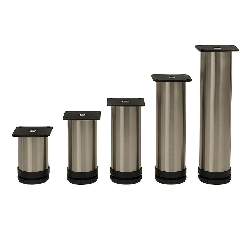 HOOZ Möbelfuß Sockelfuß höhenverstellbar Edelstahl gebürstet Ø50mm 4er Set 80–200mm, (Set, 4-St., 8 cm), in 4 verschiedenen Größen