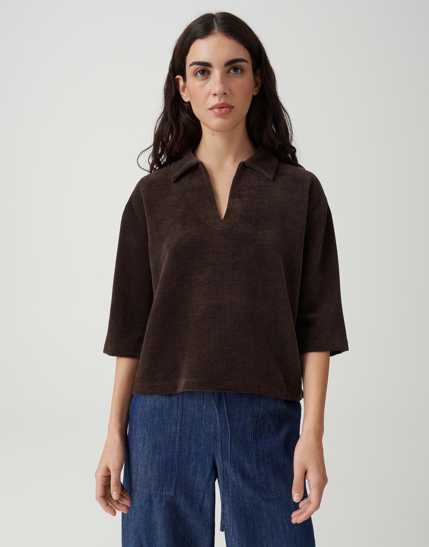 OPUS Sweatshirt Polo aus Cord Regular Fit Vielseitig kombinierbar für casual Looks