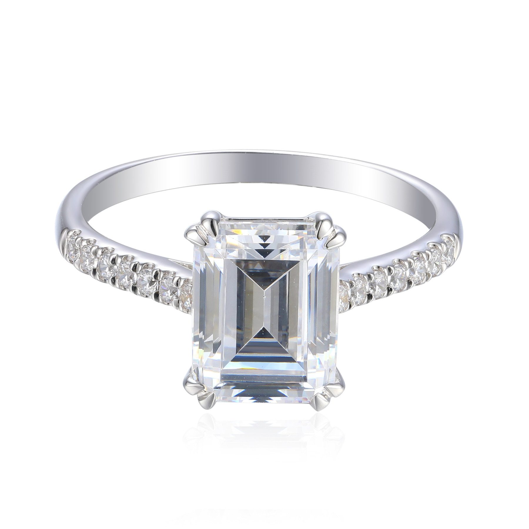 Stella-Jewellery Solitärring 585er Weißgold Damenring Solitair mit Zirkonia Octagonschliff Gr. 54 (Ring mit Zirkonia (Octagonschliff), Zirkonia - inkl. Etui), Octagonschliff